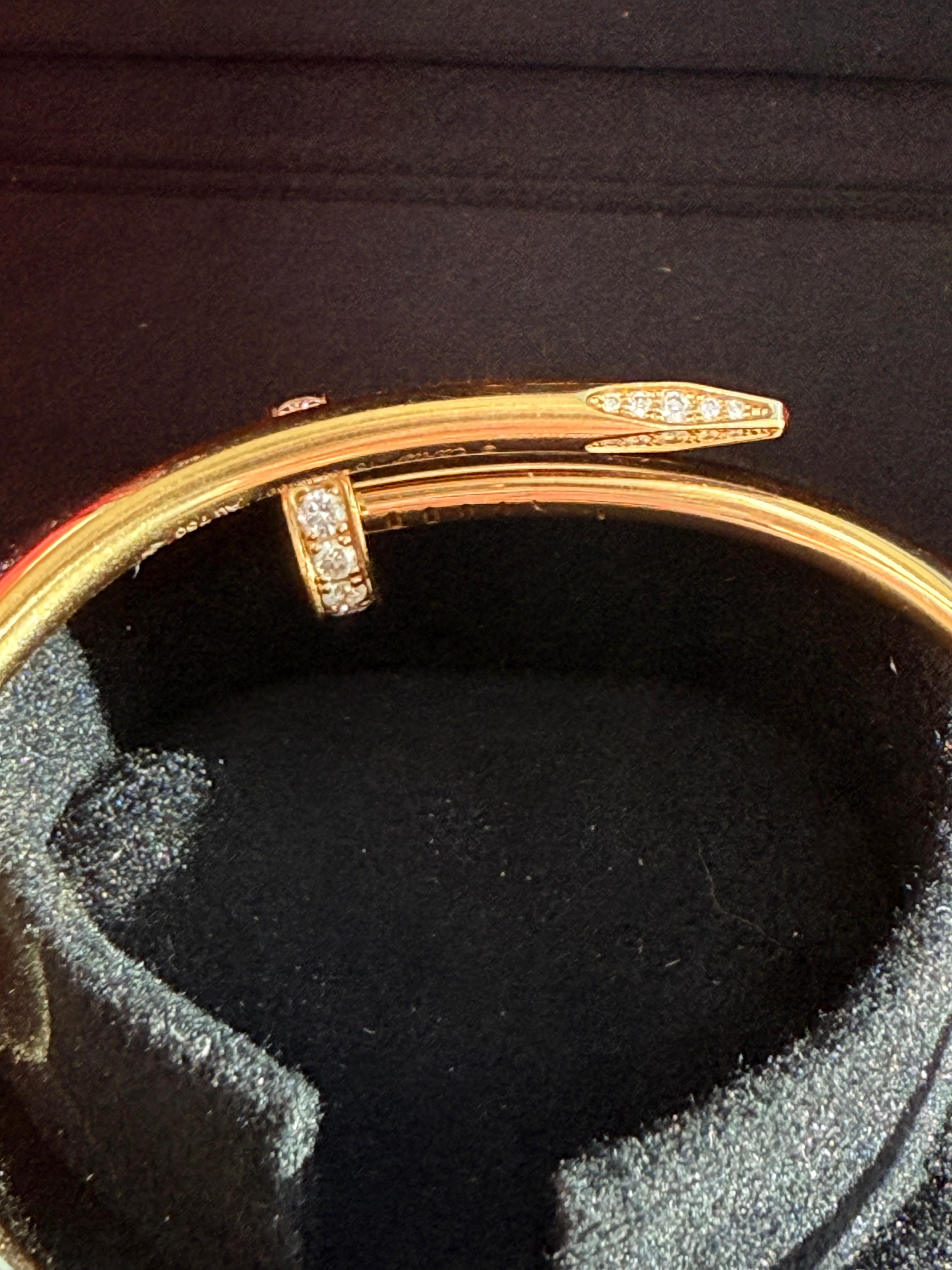 Cartier Juste Un Clou Classic Model 0.58ct Diamond Bracelet 18K Yellow Gold For Sale 3