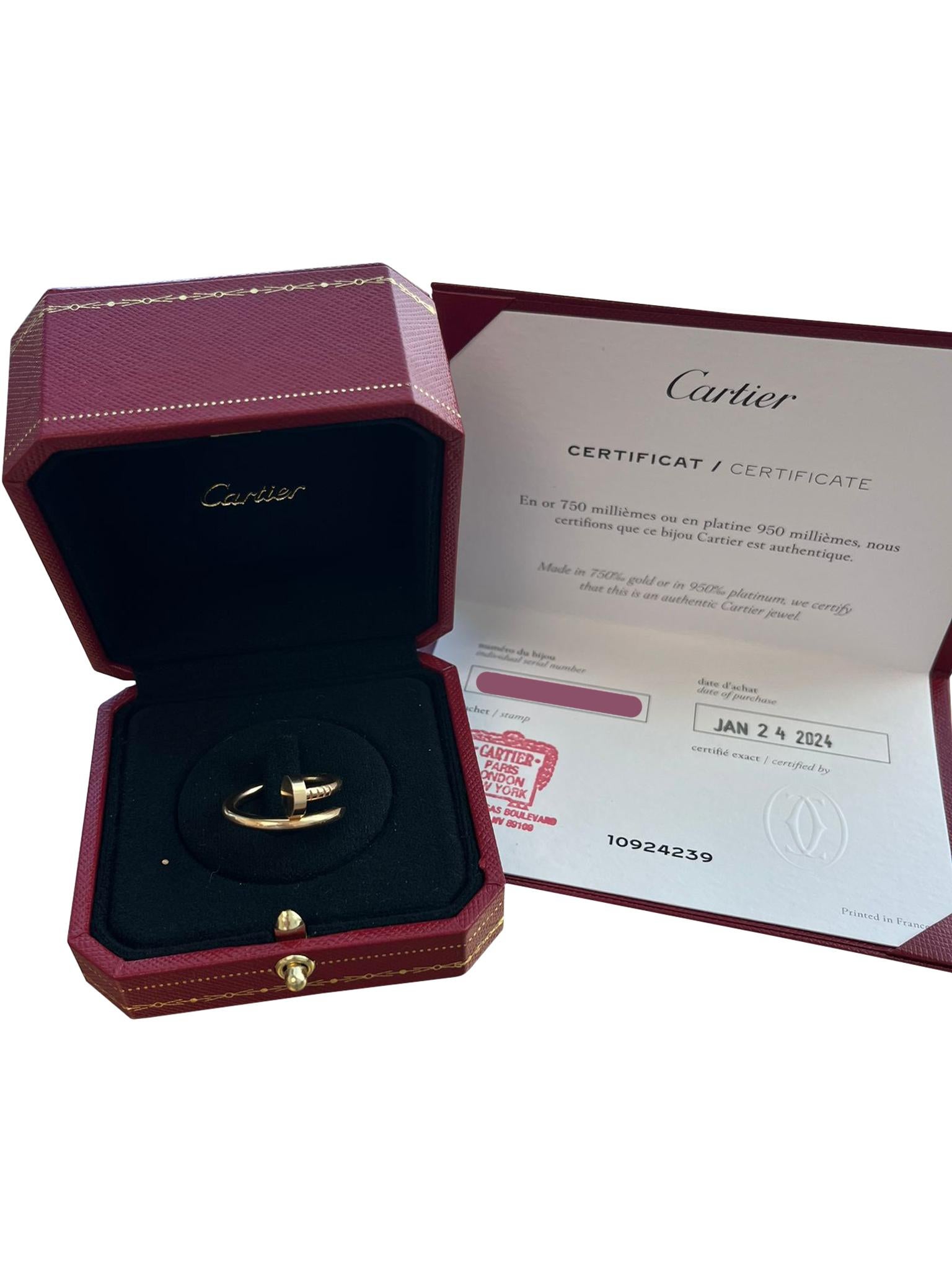 Women's Cartier Juste Un Clou Classic Model Nail Ring Yellow Gold Size 52 For Sale