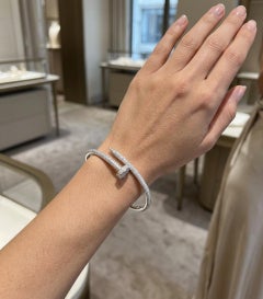 Cartier Juste un Clou Classic Pave Diamond 18K White Gold Bracelet with Box
