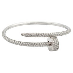 Cartier Juste un Clou Classic Pave Diamond 18K White Gold Bracelet with Box