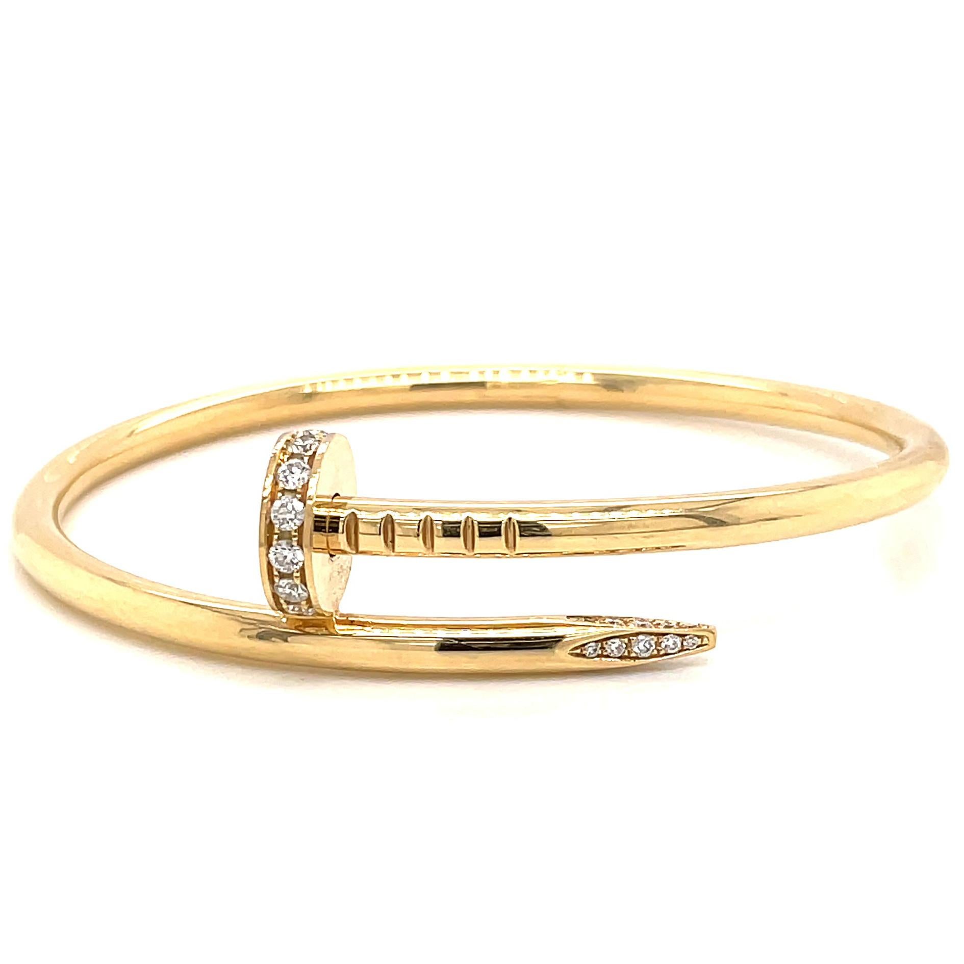 Cartier Juste Un Clou Diamond 18 Karat Gold Bracelet In Excellent Condition In Beverly Hills, CA