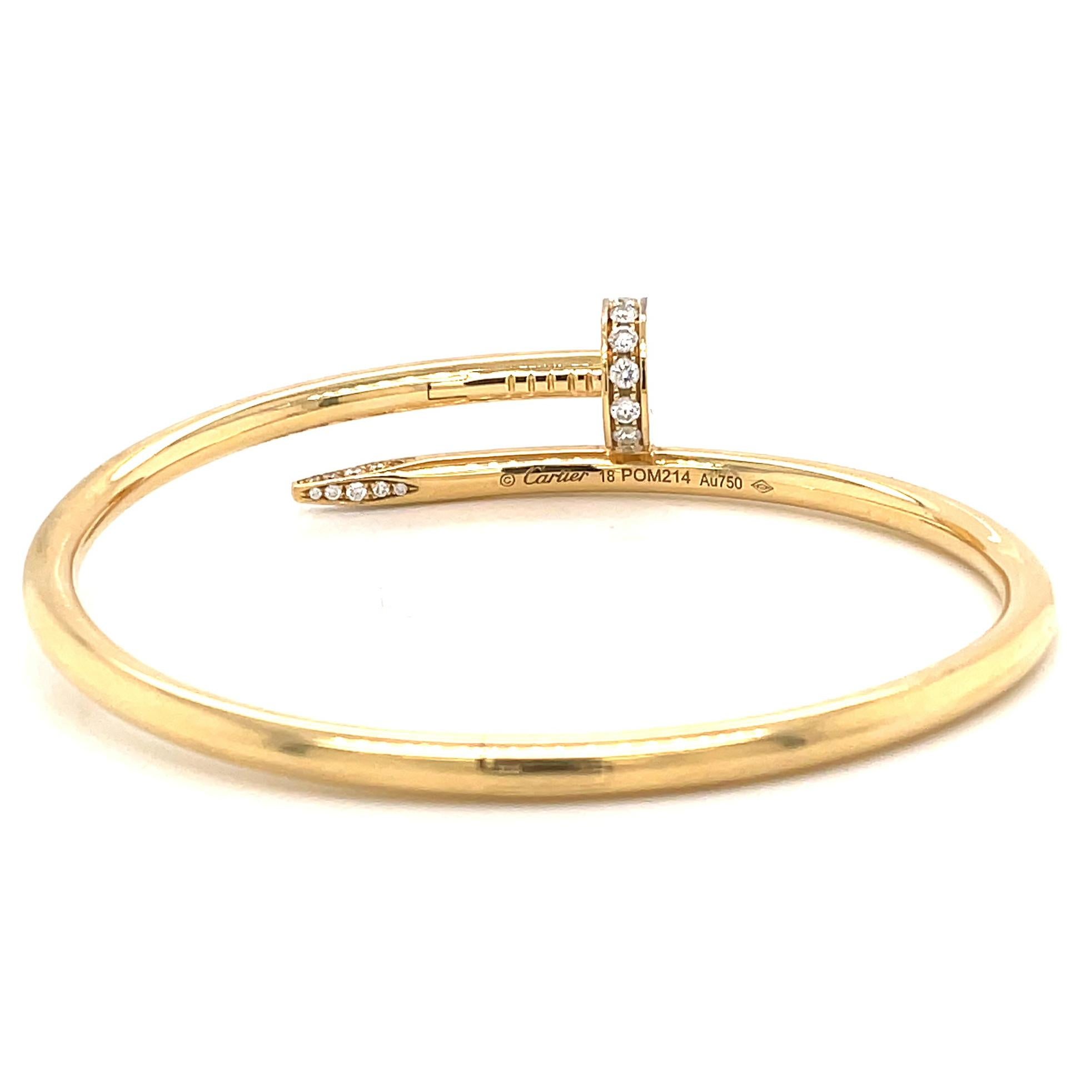 Women's or Men's Cartier Juste Un Clou Diamond 18 Karat Gold Bracelet