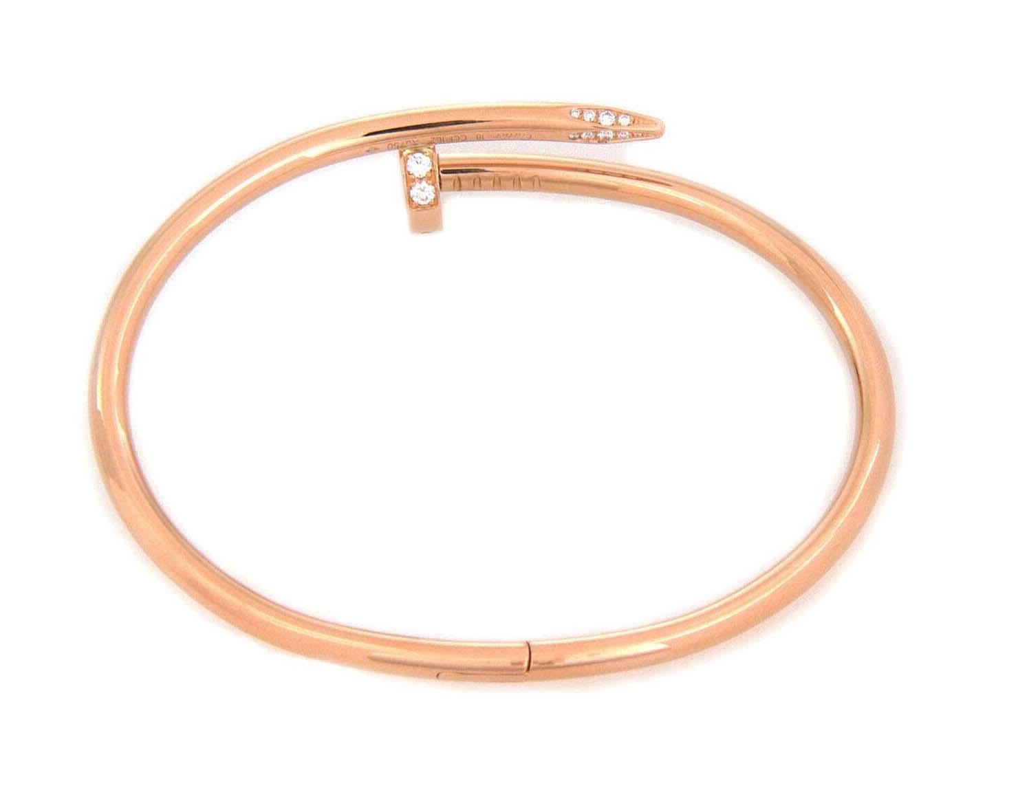 Women's or Men's Cartier Juste un Clou Diamond 18k Pink Gold Bracelet w/Paper