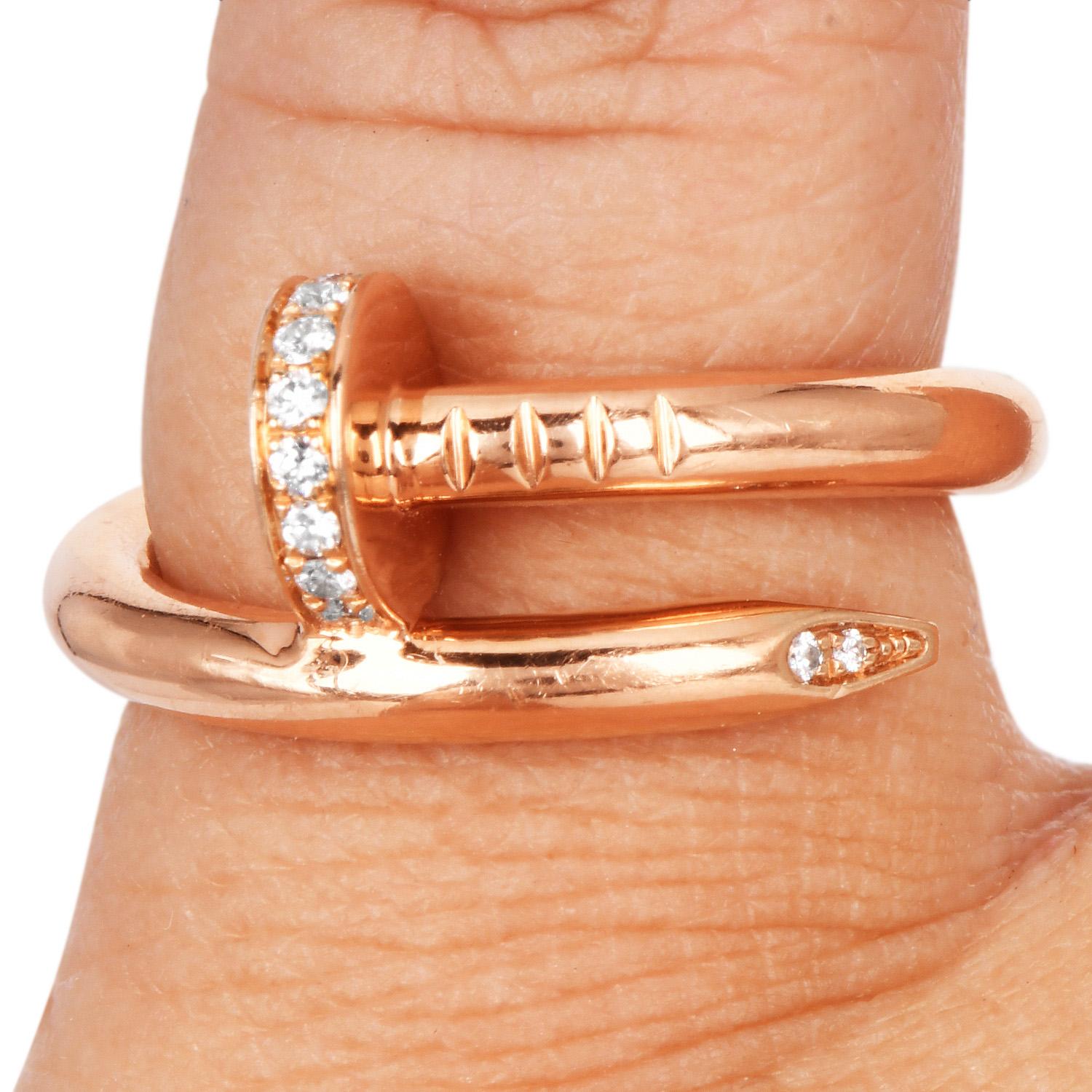 Cartier Juste Un Clou Diamond 18K Pink Gold Ring 52 1