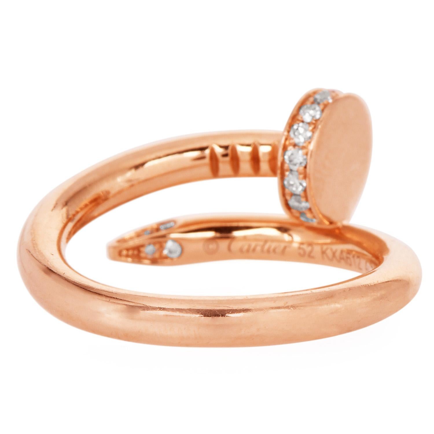 Modern Cartier Juste Un Clou Diamond 18K Pink Gold Ring 52