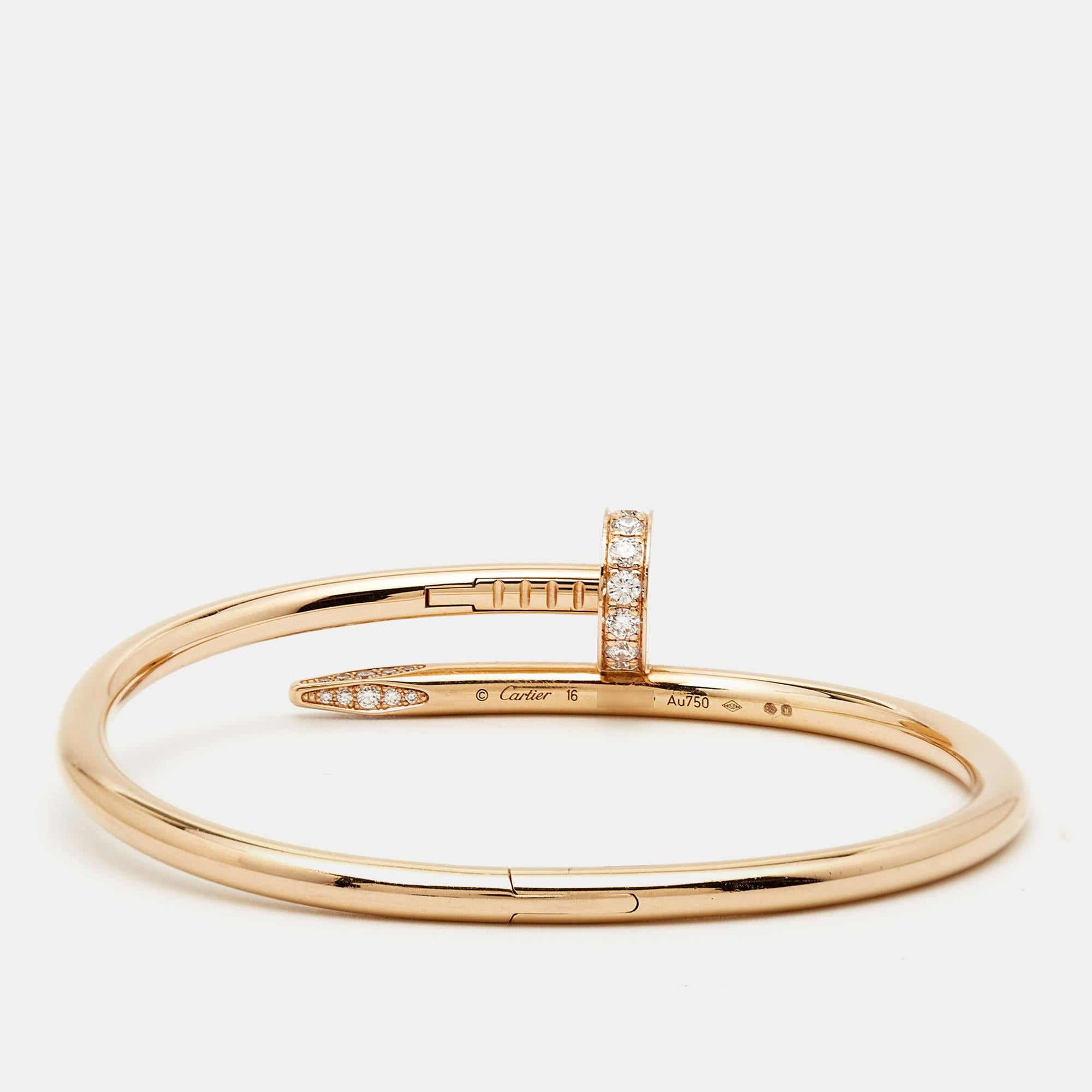 Cartier Juste Un Clou Diamond 18k Rose Gold Bracelet 16 For Sale 1