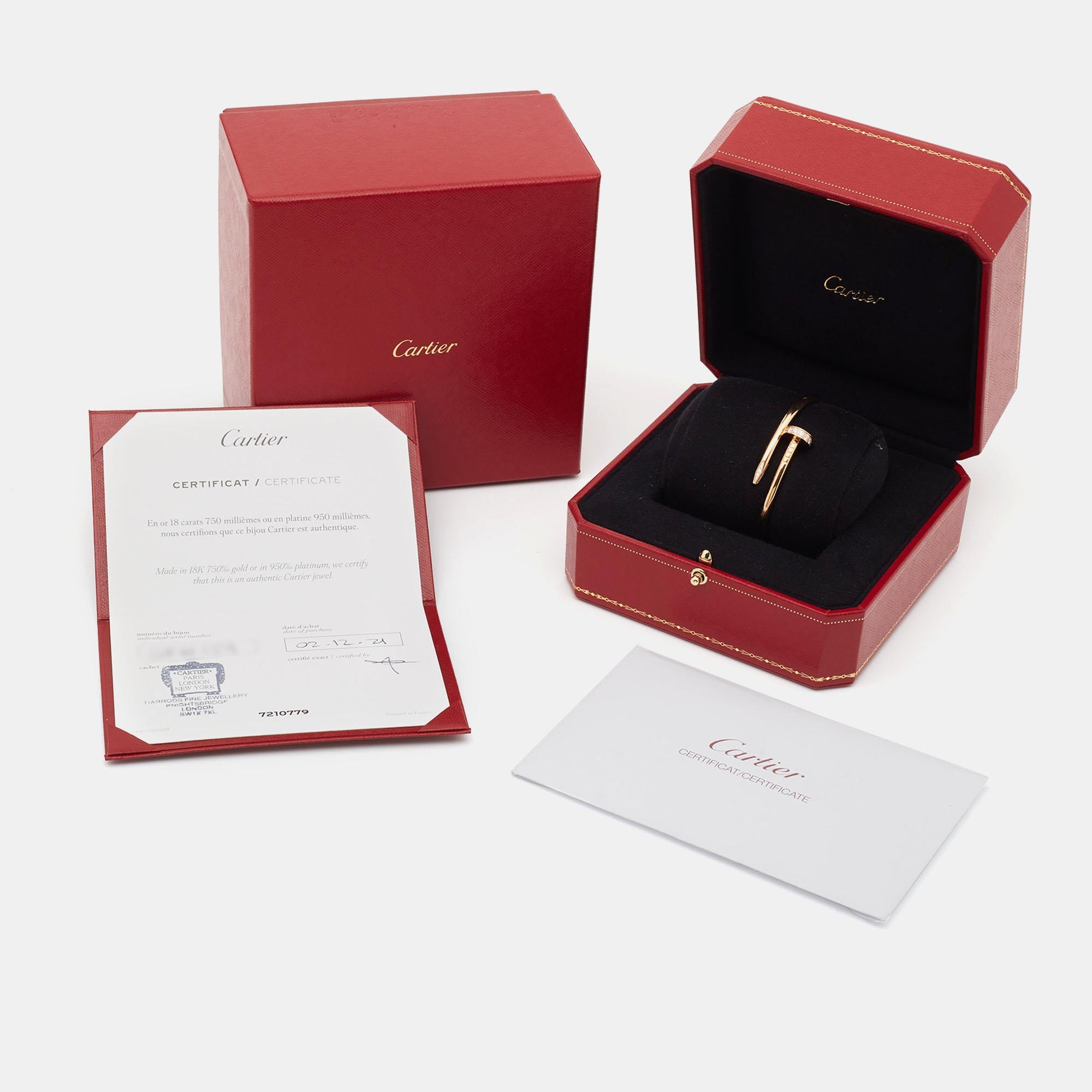 Cartier Juste Un Clou Diamond 18k Rose Gold Bracelet 16 For Sale 2