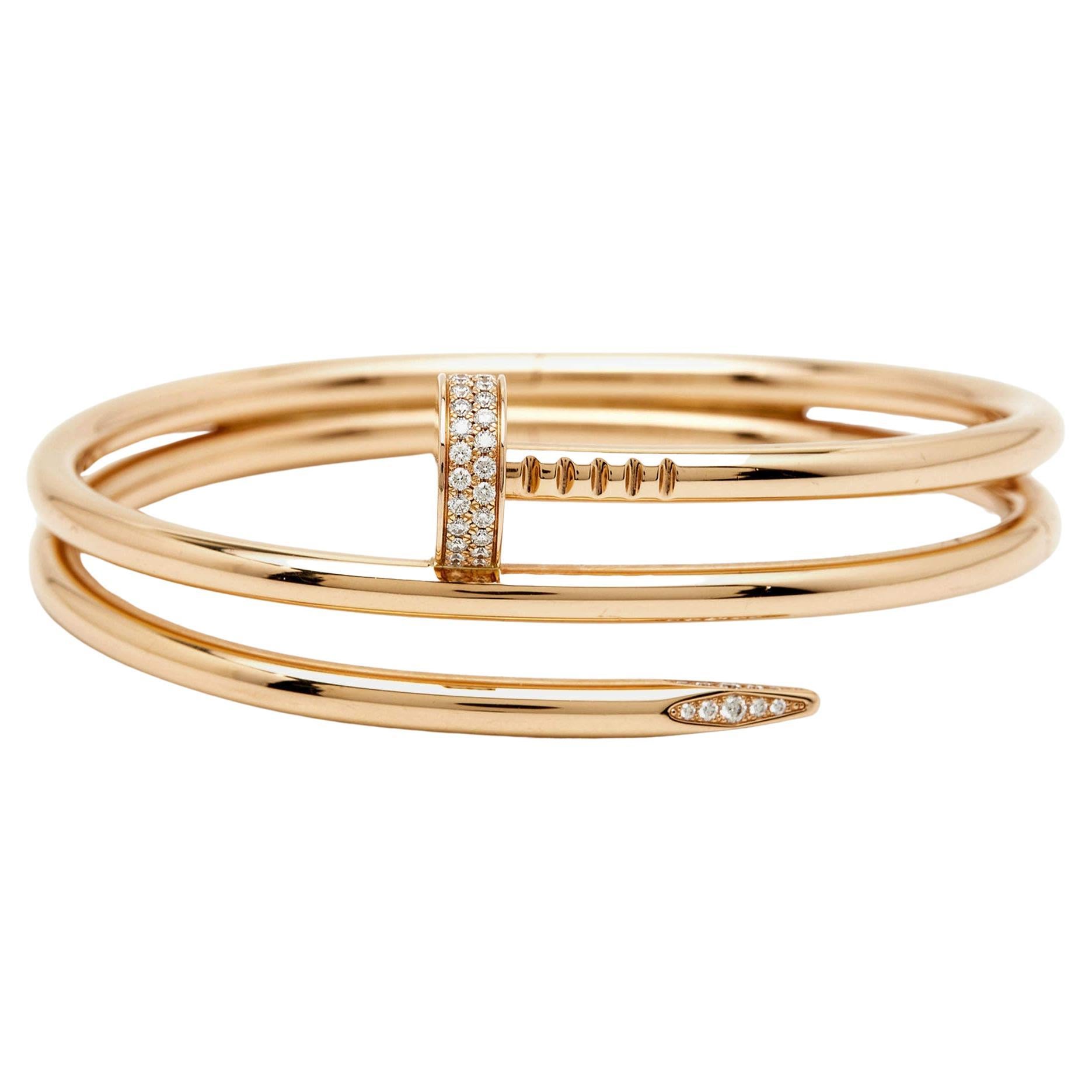 Cartier Juste Un Clou Diamond 18k Rose Gold Bracelet 16 For Sale