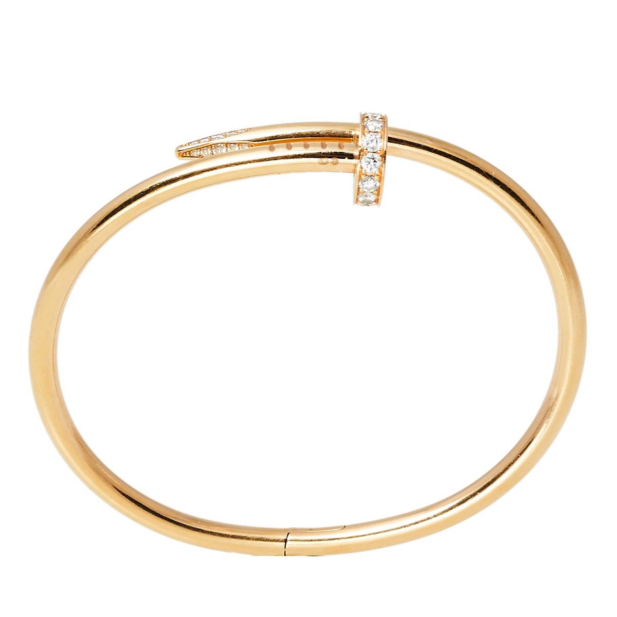 The Juste un Clou collection from Cartier is all about making ordinary objects into exquisite pieces of jewelry. We see the idea beautifully translated into this authentic Juste un Clou bracelet. It is a creation that proudly represents the