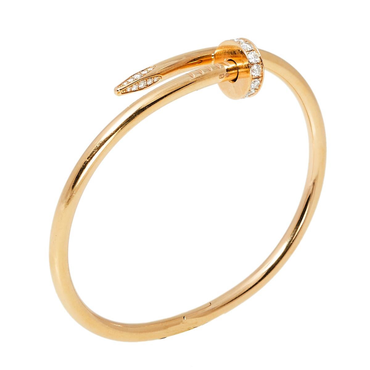 Contemporary Cartier Juste Un Clou Diamond 18K Rose Gold Bracelet 17