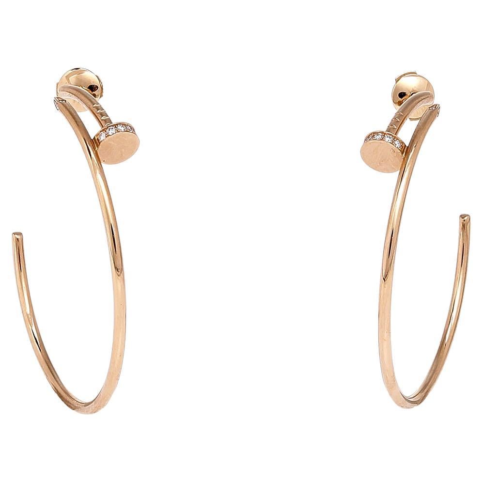 Cartier Juste un Clou Diamond 18K Rose Gold Hoop Earrings