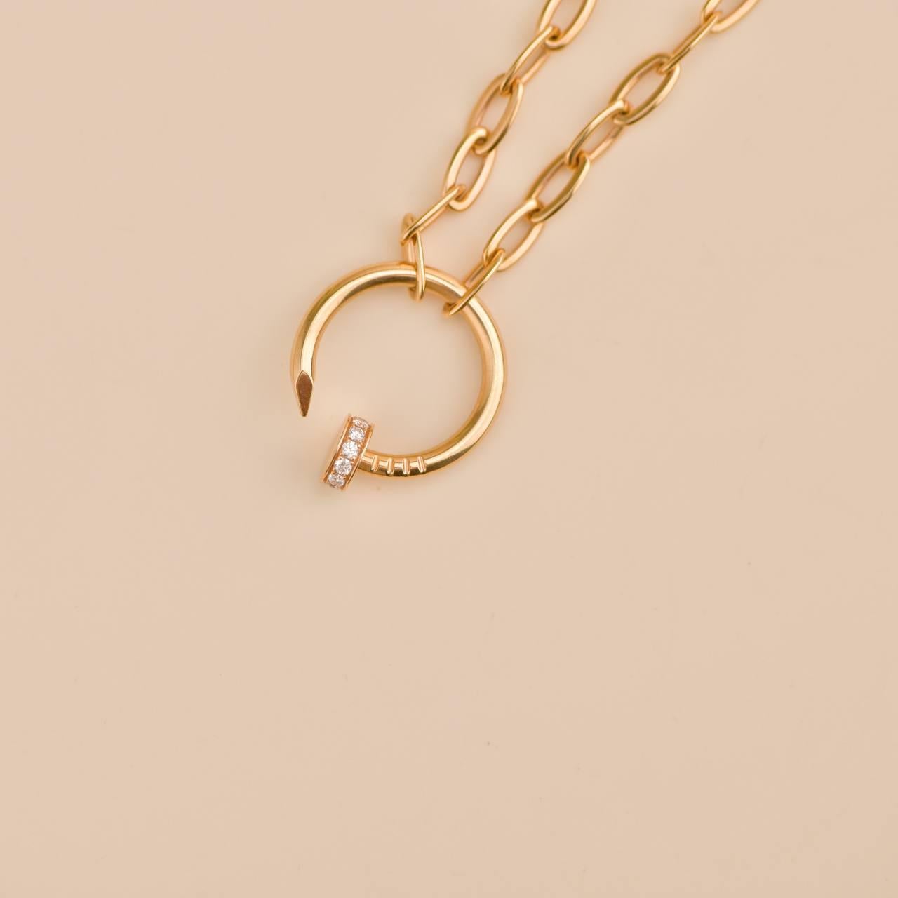 Collier pendentif en or rose 18k avec diamants de Cartier Juste un Clou en vente 5