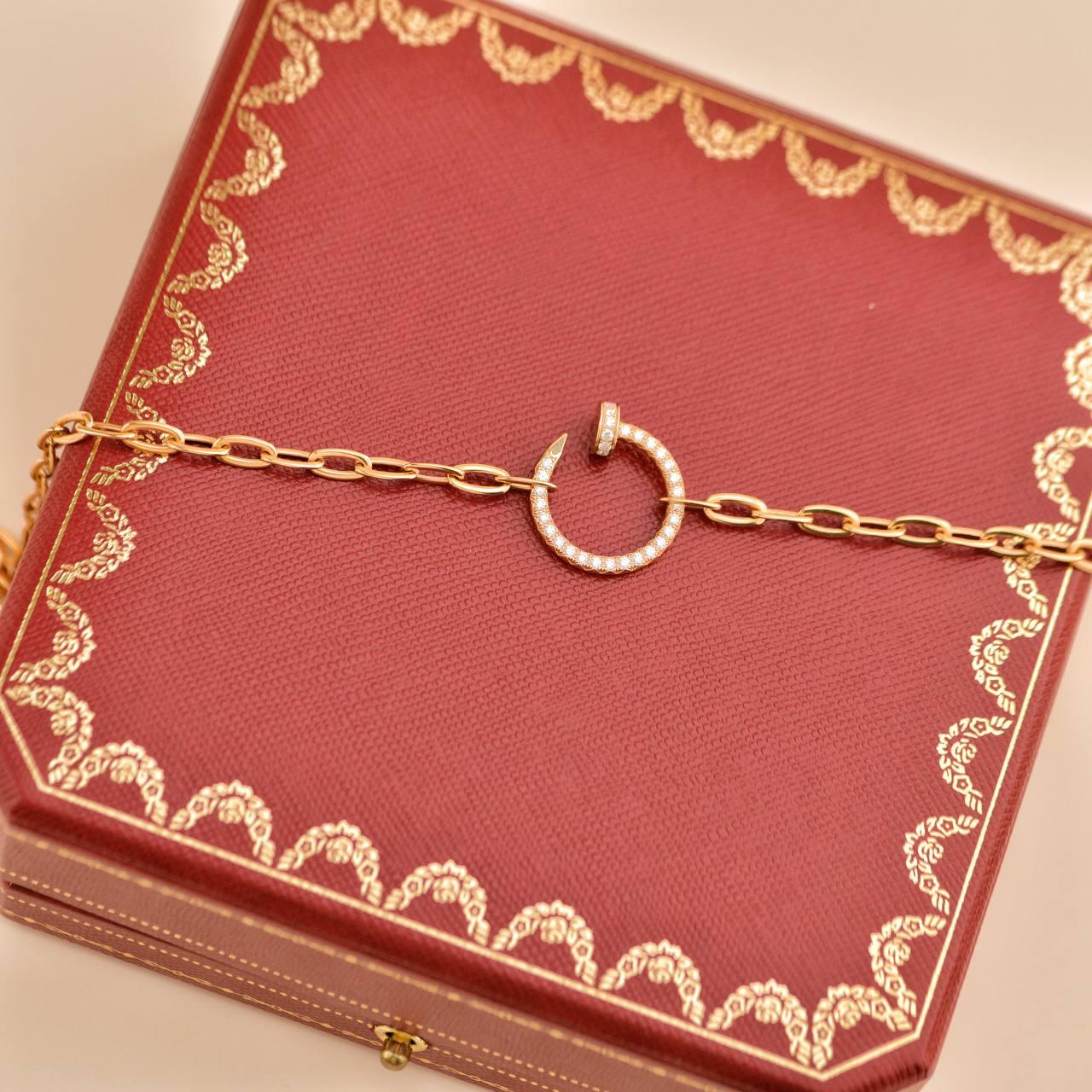 Collier pendentif en or rose 18k avec diamants de Cartier Juste un Clou Excellent état - En vente à Banbury, GB