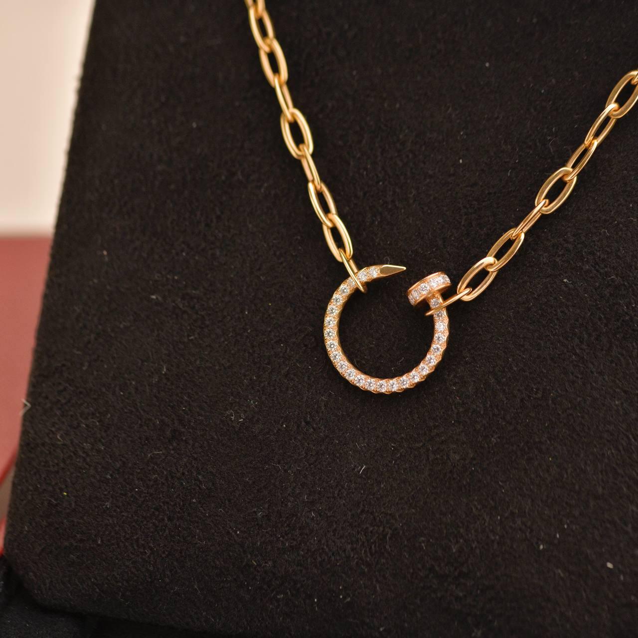 Collier pendentif en or rose 18k avec diamants de Cartier Juste un Clou Pour femmes en vente
