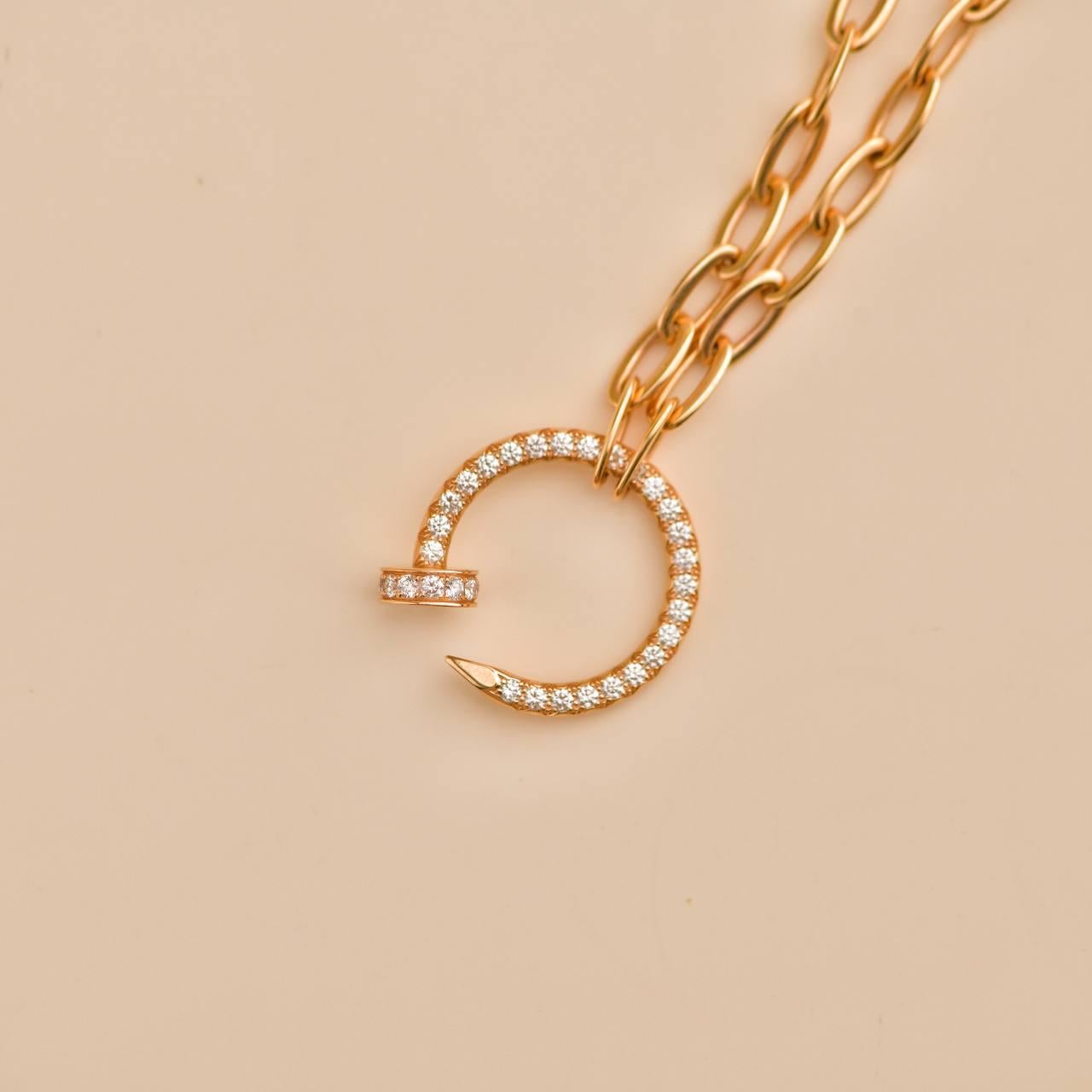 Collier pendentif en or rose 18k avec diamants de Cartier Juste un Clou en vente 3