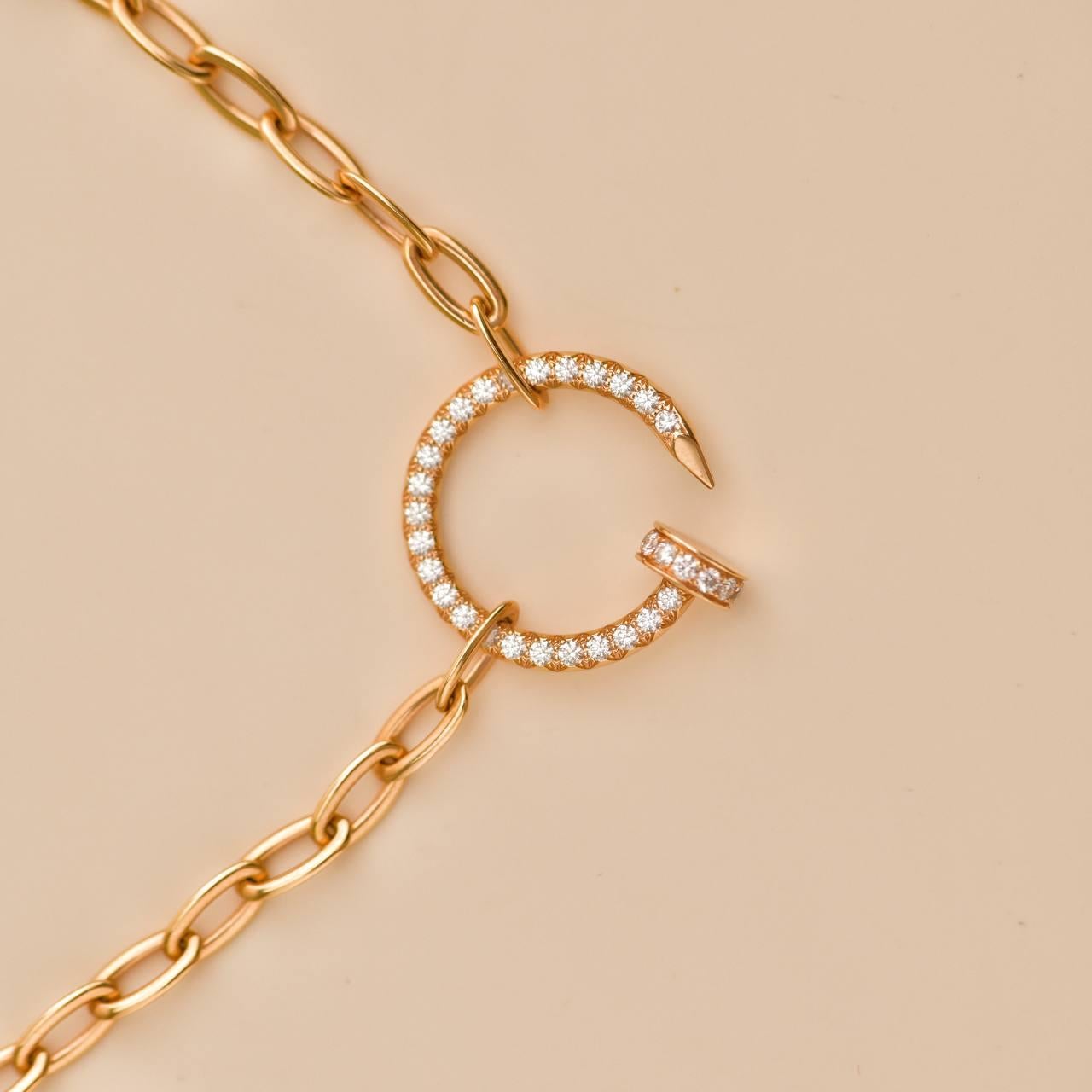 Collier pendentif en or rose 18k avec diamants de Cartier Juste un Clou en vente 4