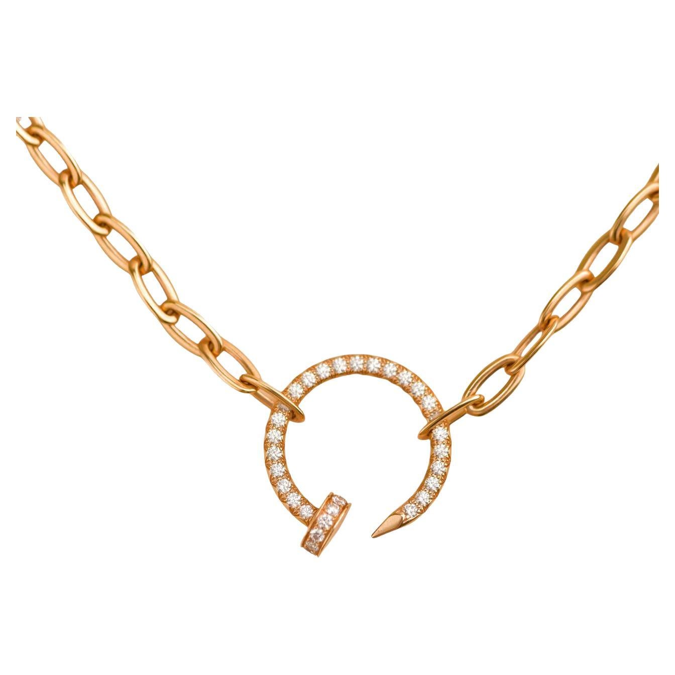 Collier pendentif en or rose 18k avec diamants de Cartier Juste un Clou en vente