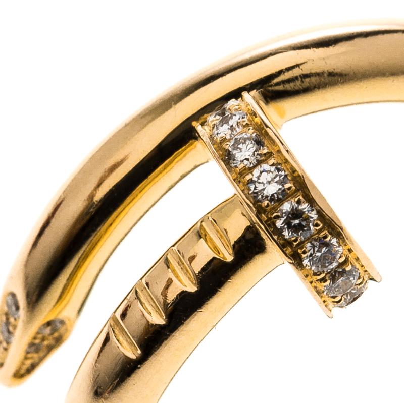 Contemporary Cartier Juste Un Clou Diamond & 18k Rose Gold Ring 51