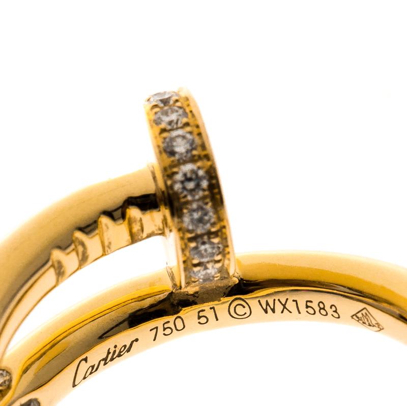 Cartier Juste Un Clou Diamond & 18k Rose Gold Ring 51 In Good Condition In Dubai, Al Qouz 2