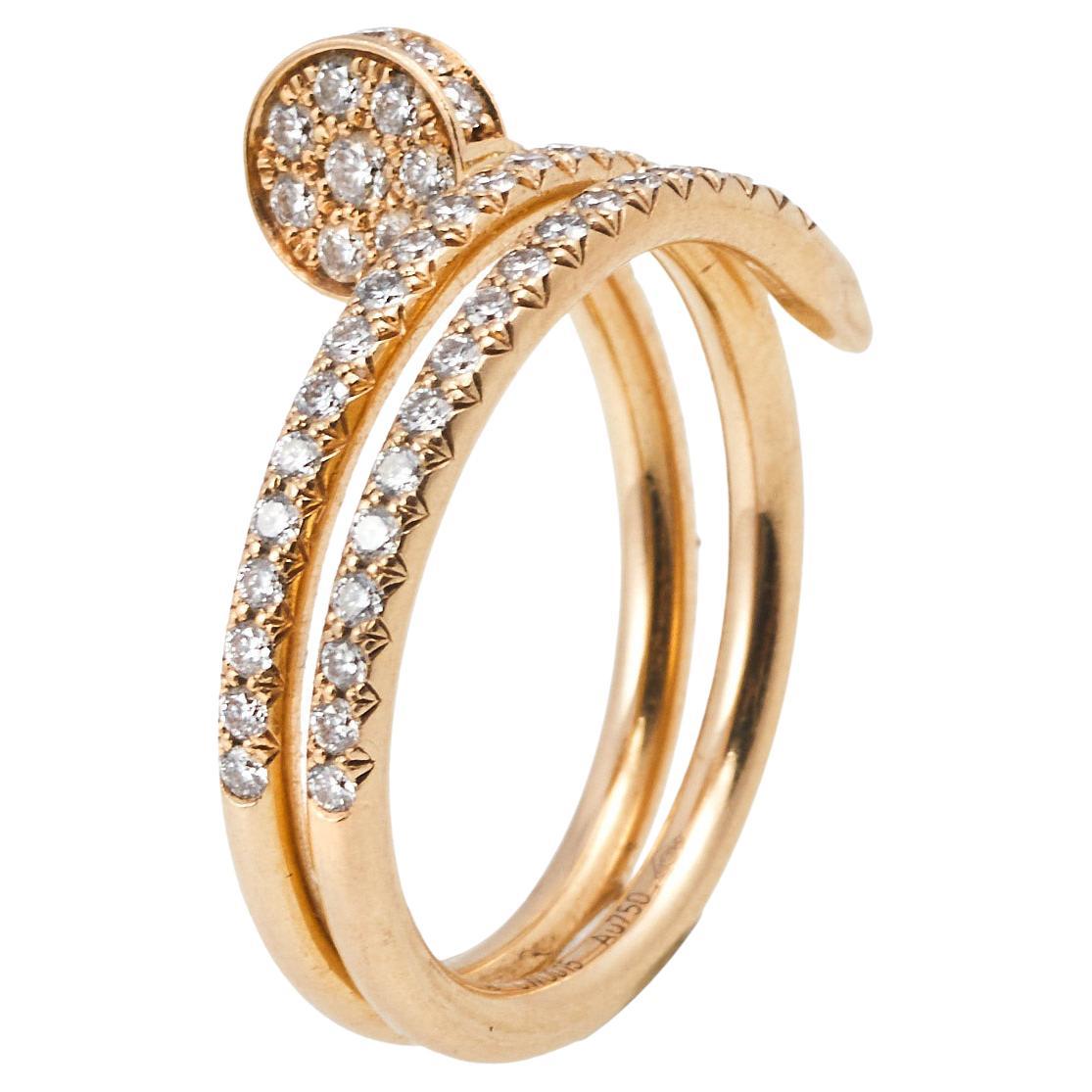 Cartier Juste un Clou Diamond 18k Rose Gold Ring Size 52
