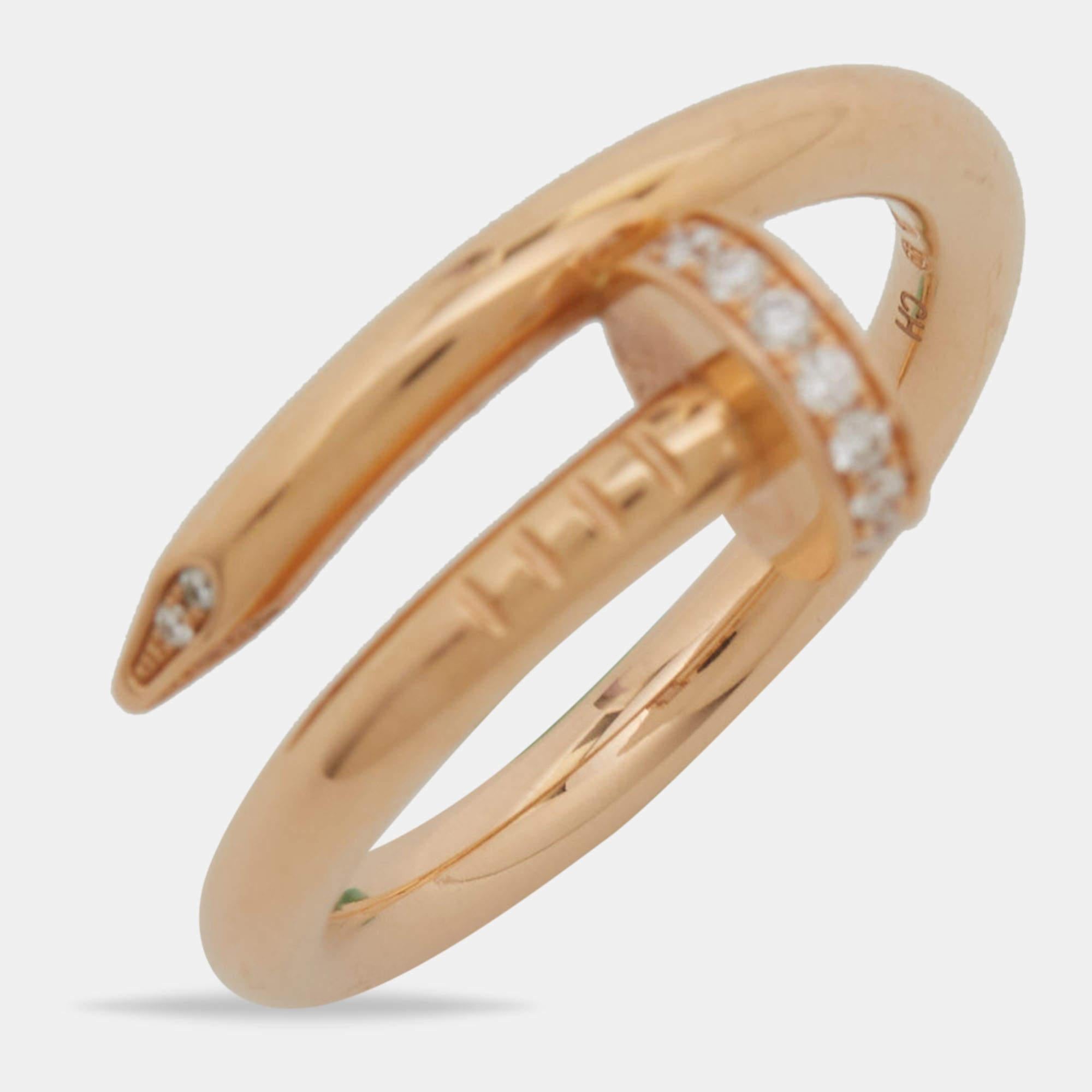 Cartier Juste Un Clou Diamond 18k Rose Gold Ring Size 55 For Sale 1