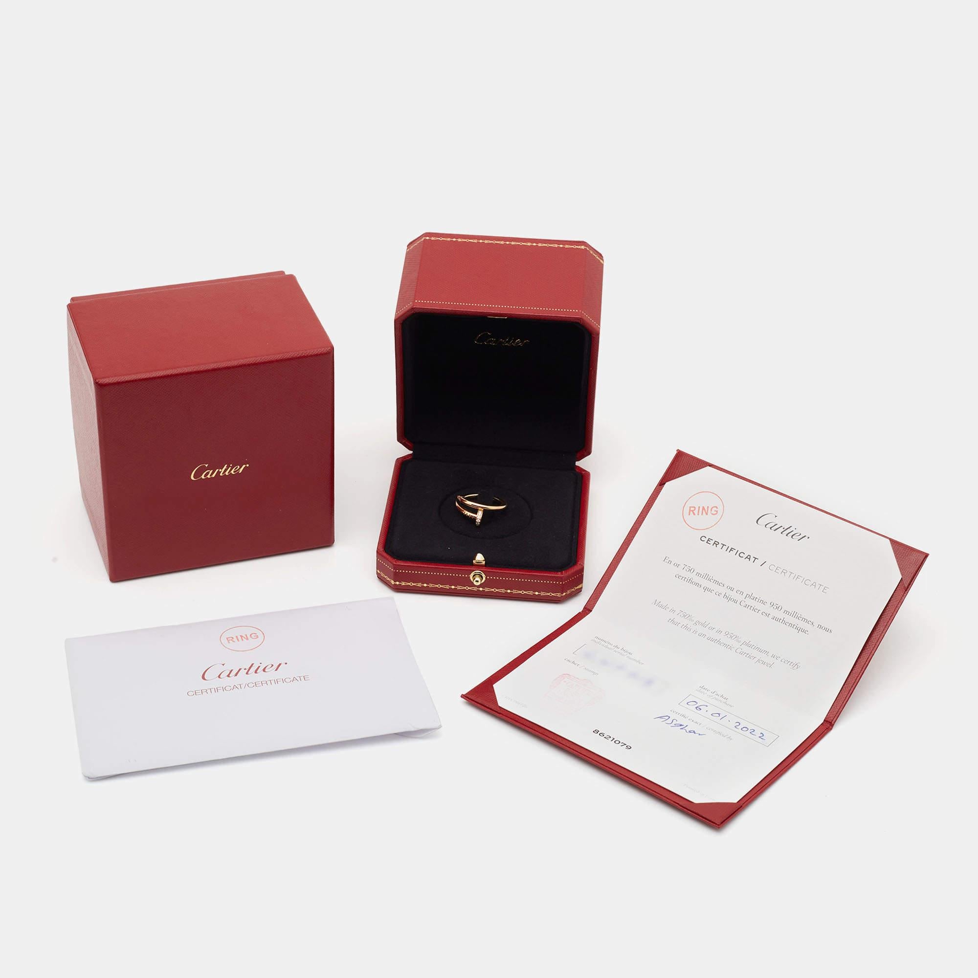 Cartier Juste Un Clou Diamond 18k Rose Gold Ring Size 55 For Sale 2