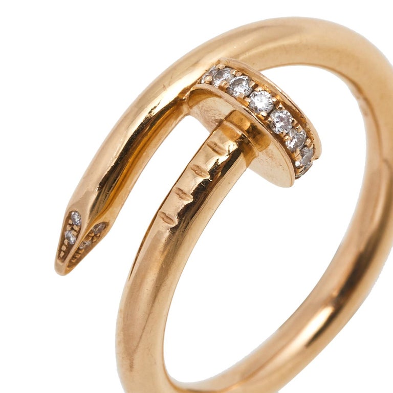 Cartier Juste un Clou Diamond 18K Rose Gold Ring Size 58 For Sale at ...