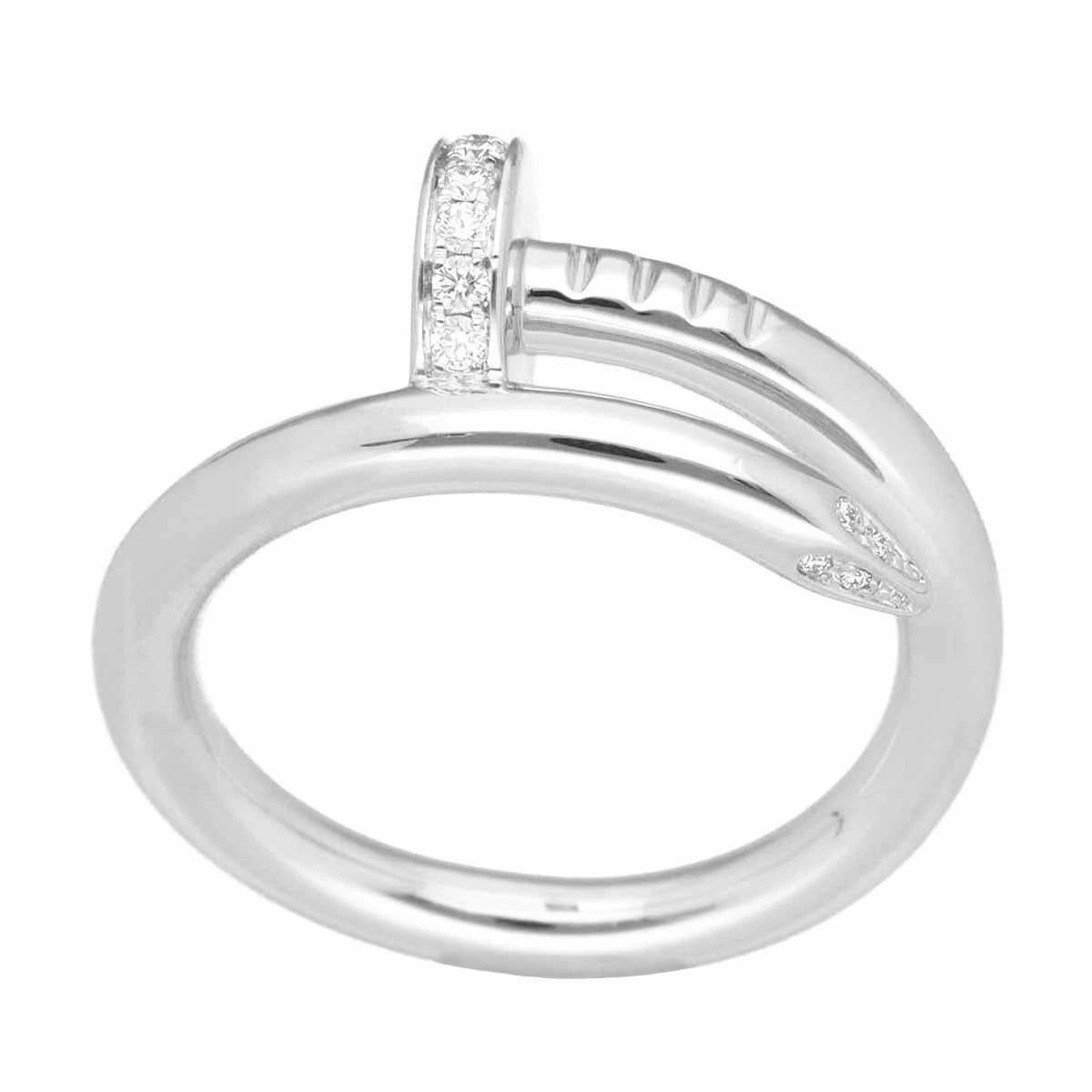Round Cut Cartier Juste un Clou Diamond 18K White Gold B4092700 Ring Size 52 US6