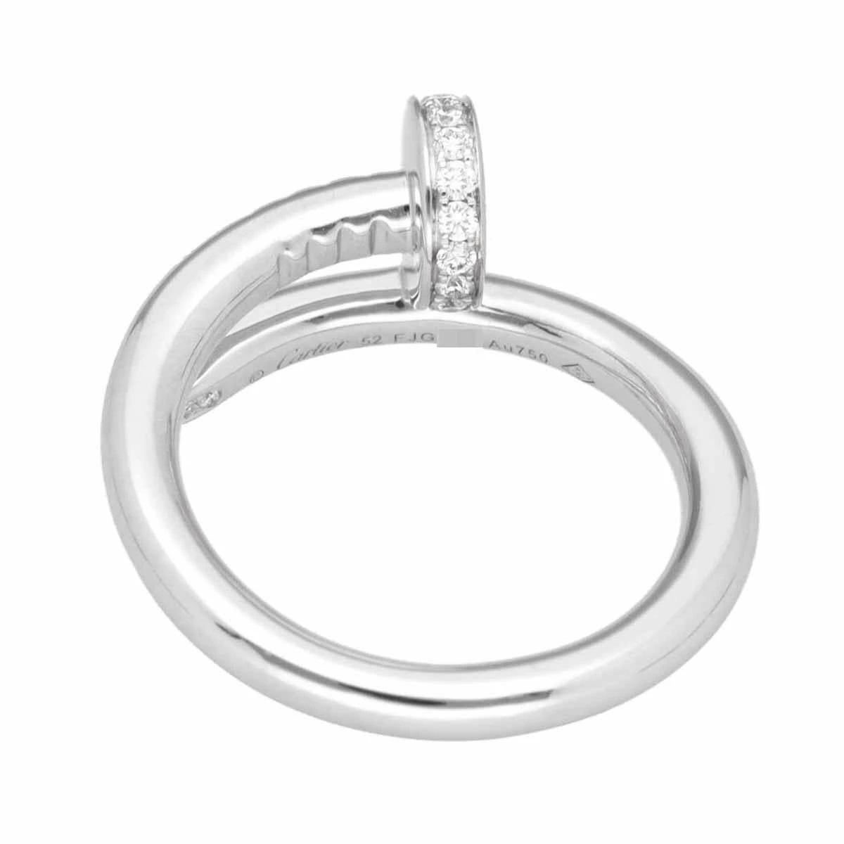 Cartier Juste un Clou Diamond 18K White Gold B4092700 Ring Size 52 US6 In Good Condition In Tokyo, JP