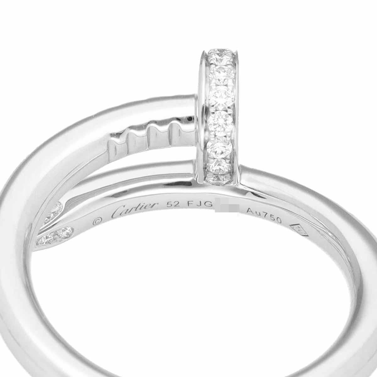 Women's Cartier Juste un Clou Diamond 18K White Gold B4092700 Ring Size 52 US6