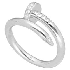 Cartier Juste un Clou Diamond 18K White Gold B4092700 Ring Size 52 US6