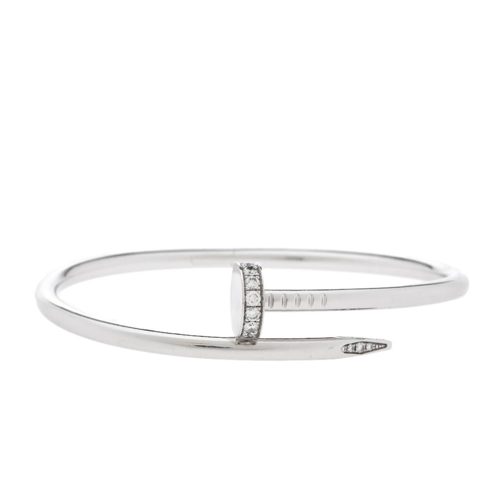 Women's Cartier Juste Un Clou Diamond 18K White Gold Bracelet 17