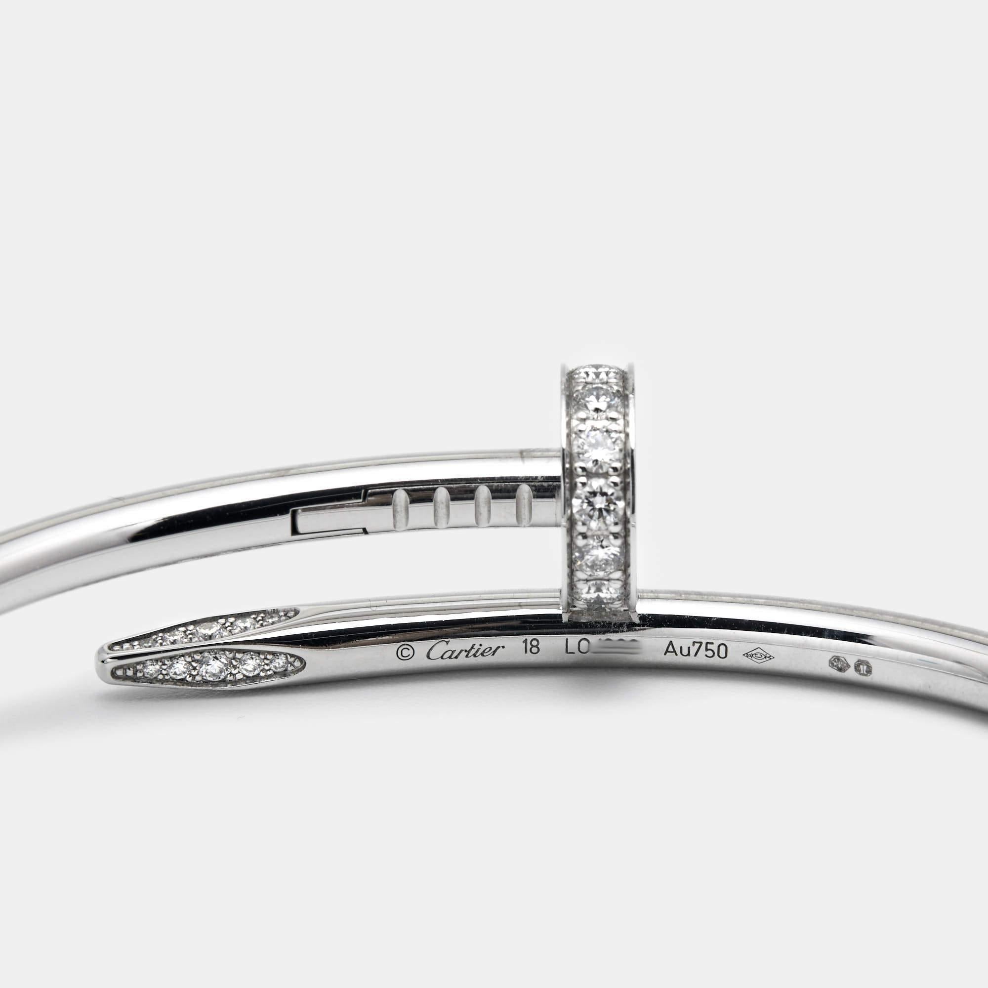 Cartier Juste Un Clou Diamond 18k White Gold Bracelet 18 In Good Condition In Dubai, Al Qouz 2