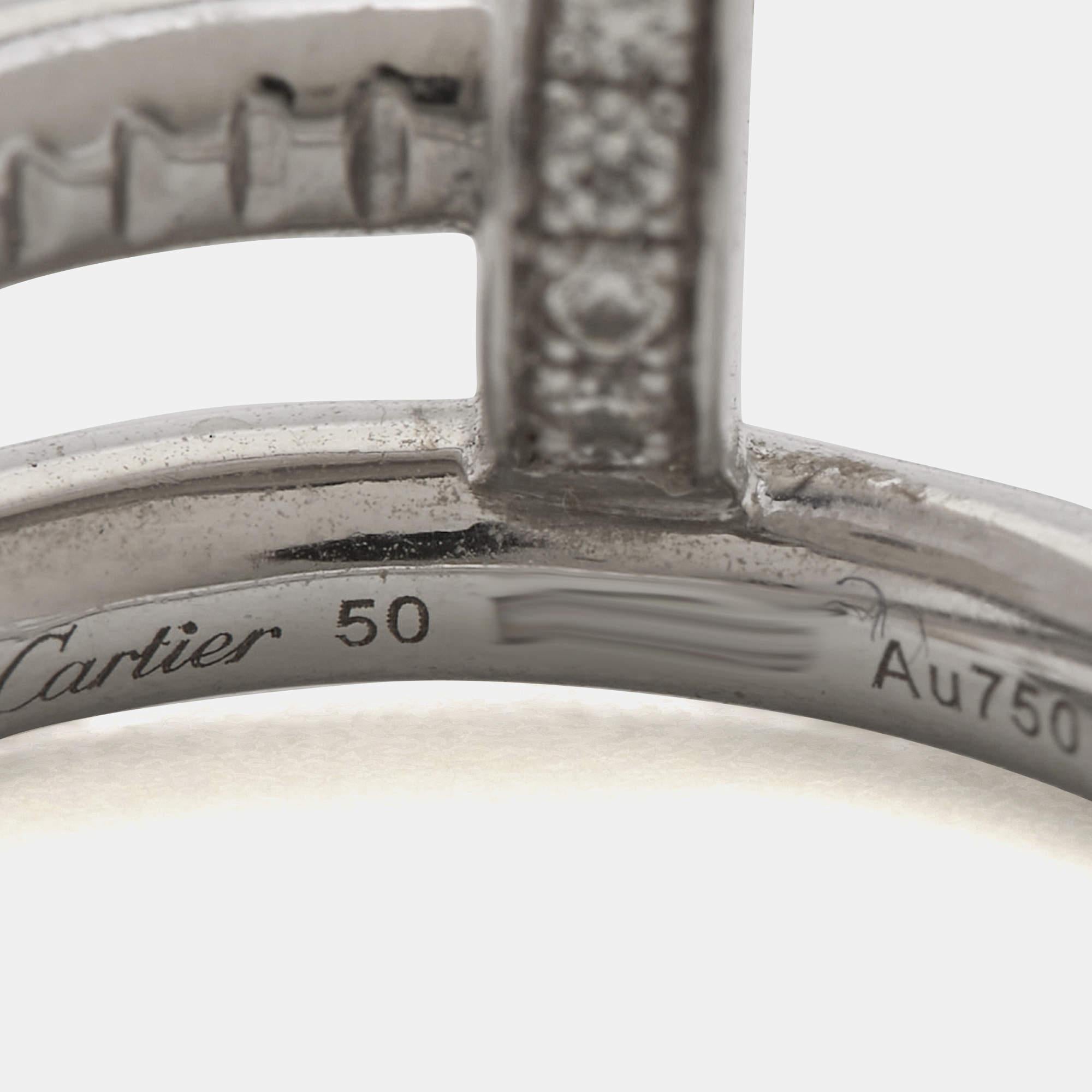 Cartier Juste Un Clou Diamond 18k White Gold Ring Size 50 For Sale 3