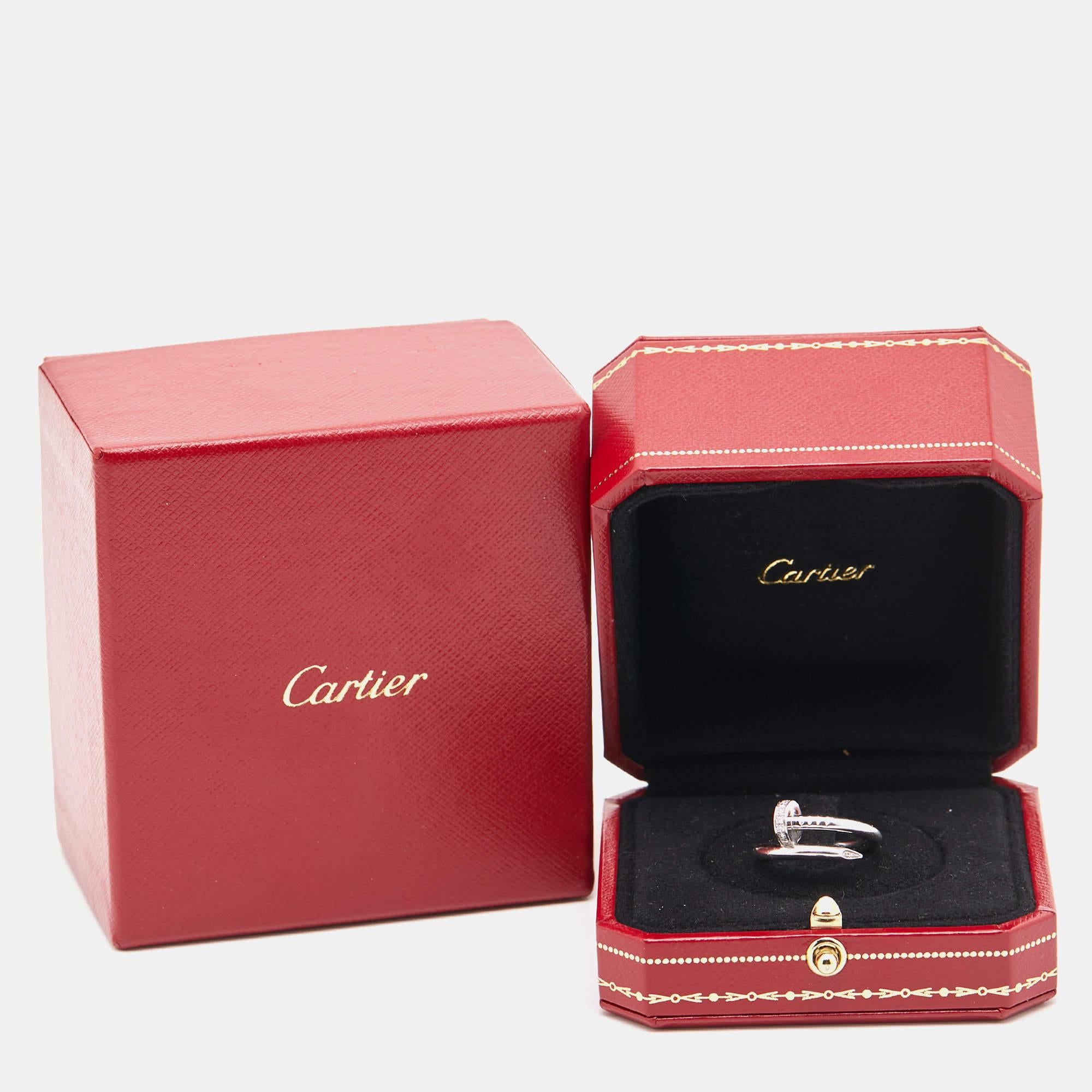 Cartier Juste Un Clou Diamond 18k White Gold Ring Size 50 For Sale 4