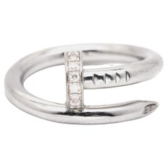 Used Cartier Juste Un Clou Diamond 18k White Gold Ring Size 50