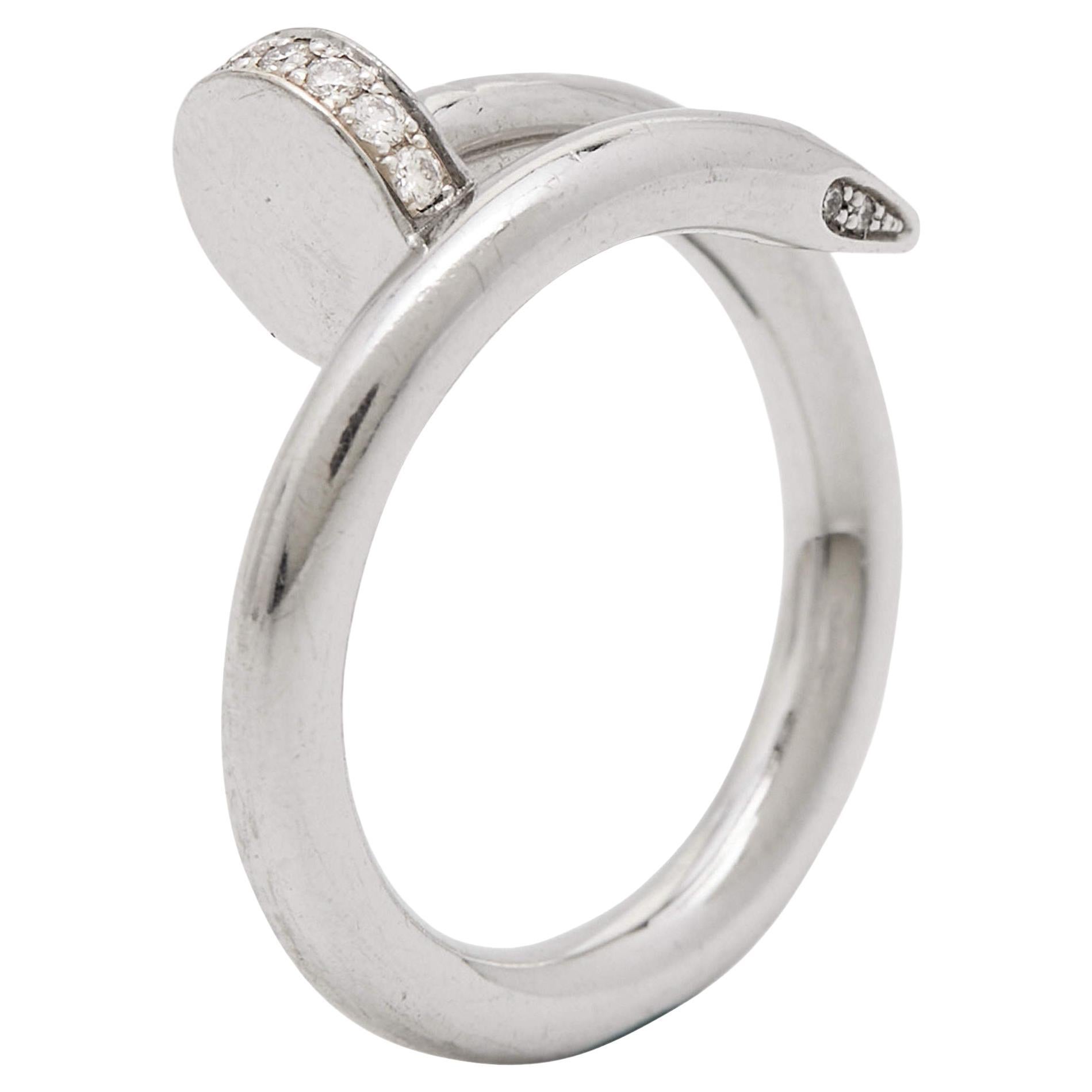 Cartier Juste Un Clou Diamond 18k White Gold Ring Size 50 For Sale