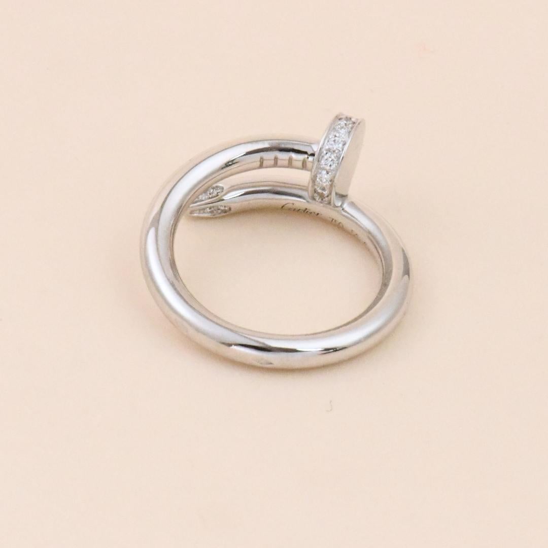 Taille brillant Cartier Juste un Clou Bague en or blanc 18K diamant Taille 51 en vente