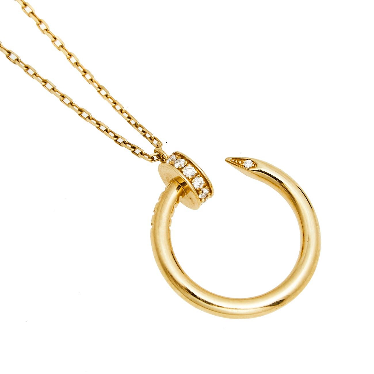 Cartier Juste un Clou Diamond 18K Yellow Gold Pendant Necklace In Good Condition In Dubai, Al Qouz 2