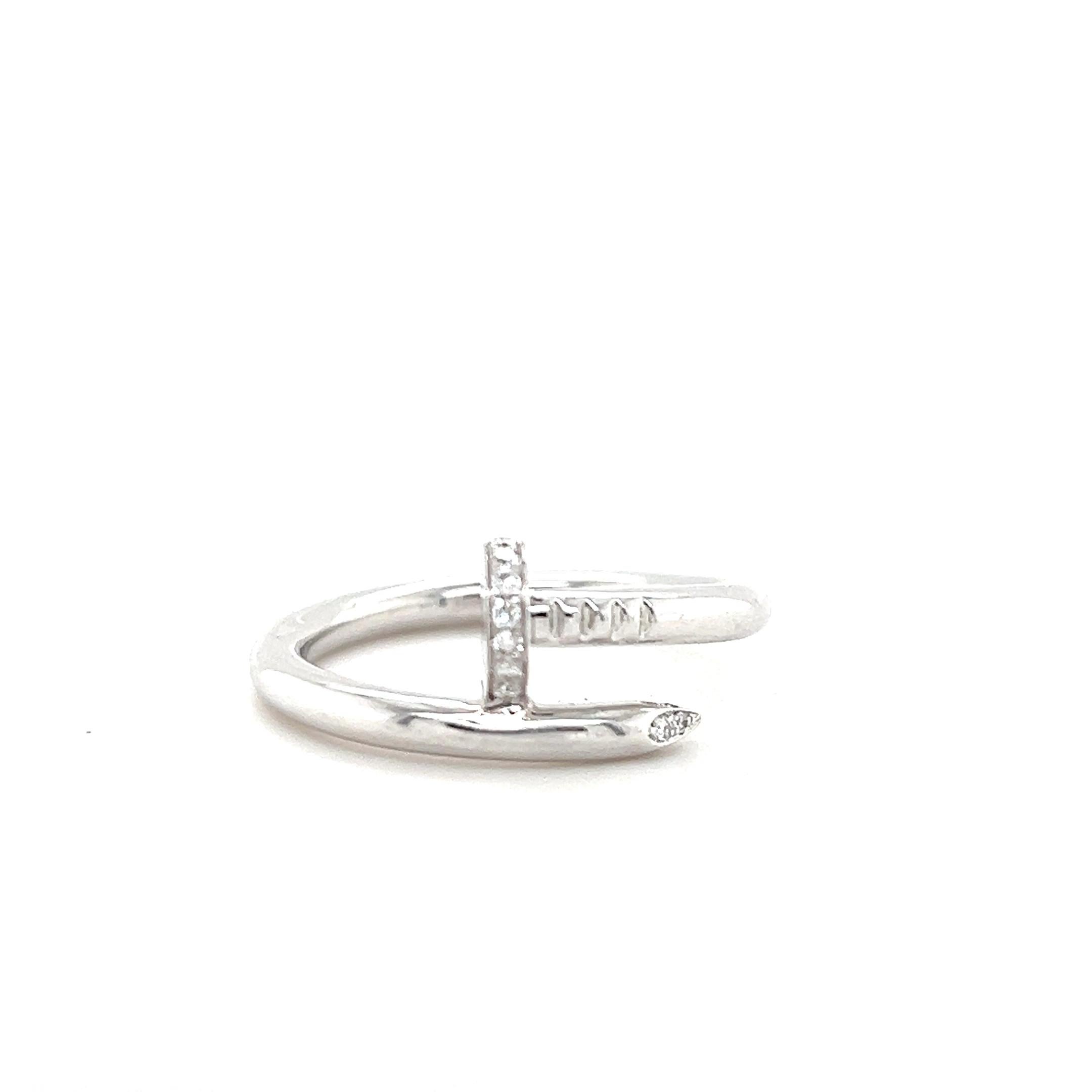 Cartier Juste Un Clou Diamond and 18k White Gold Ring 4