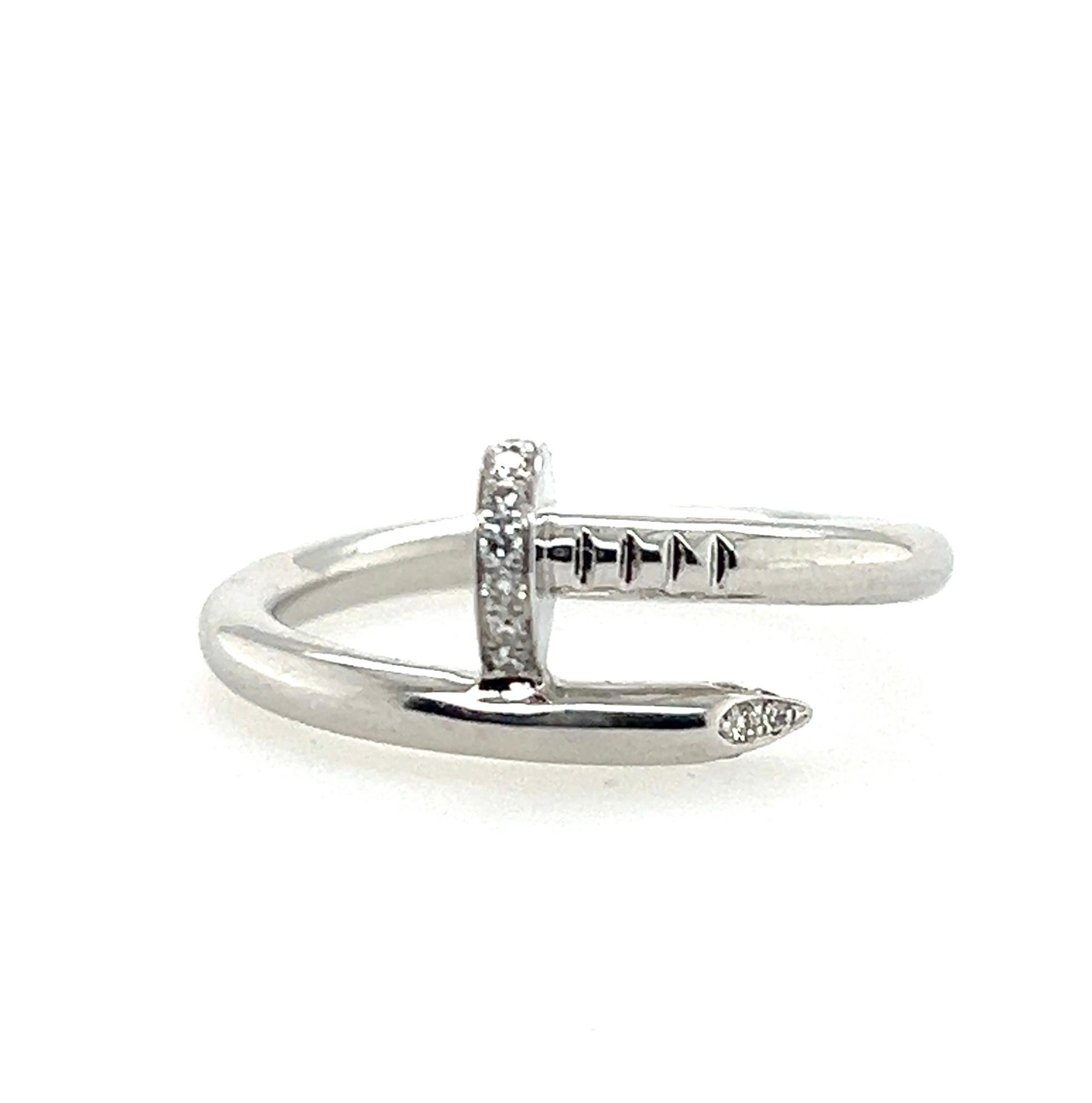 Cartier Juste Un Clou Diamond and 18k White Gold Ring 9