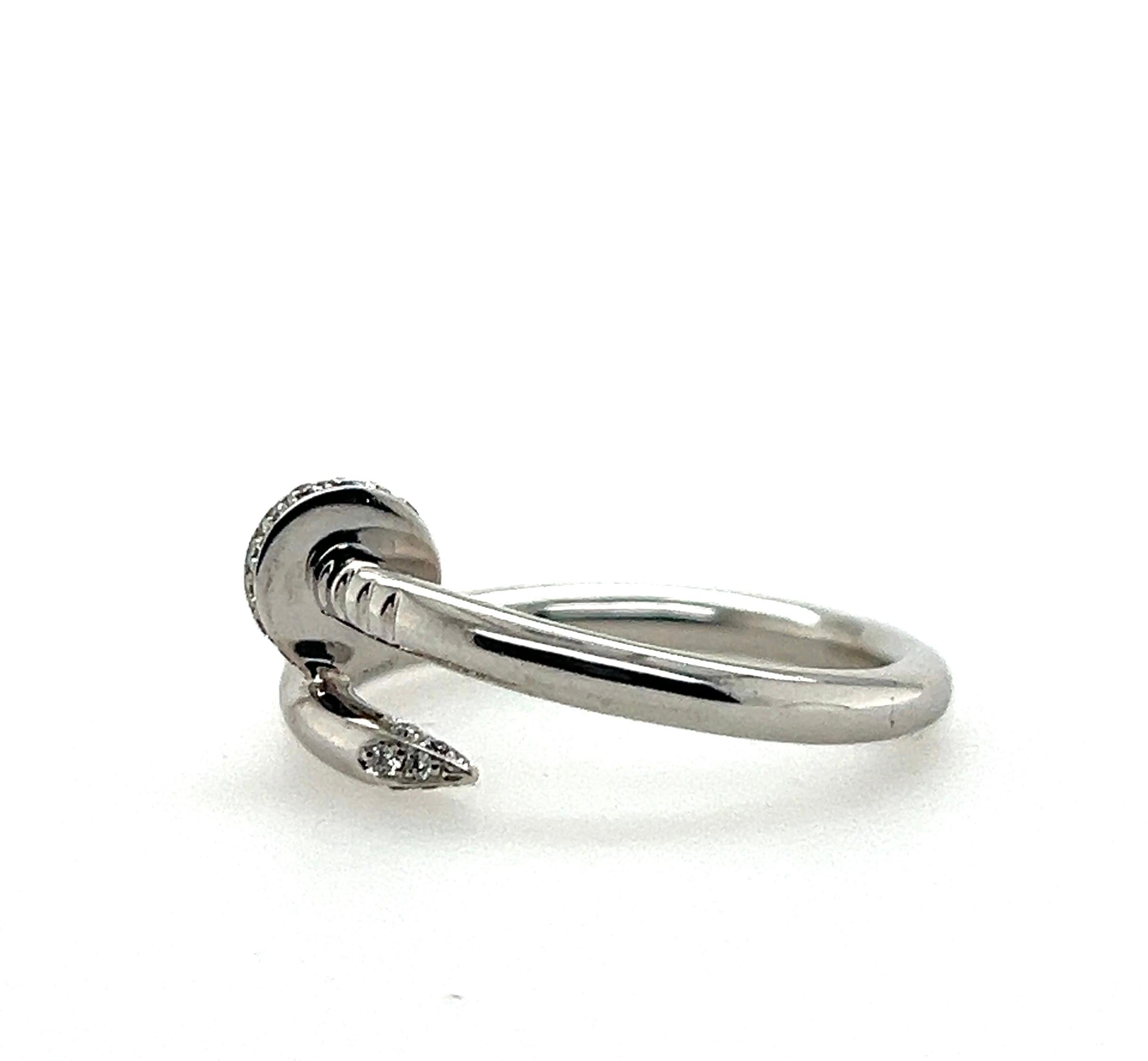 Cartier Juste Un Clou Diamond and 18k White Gold Ring 10