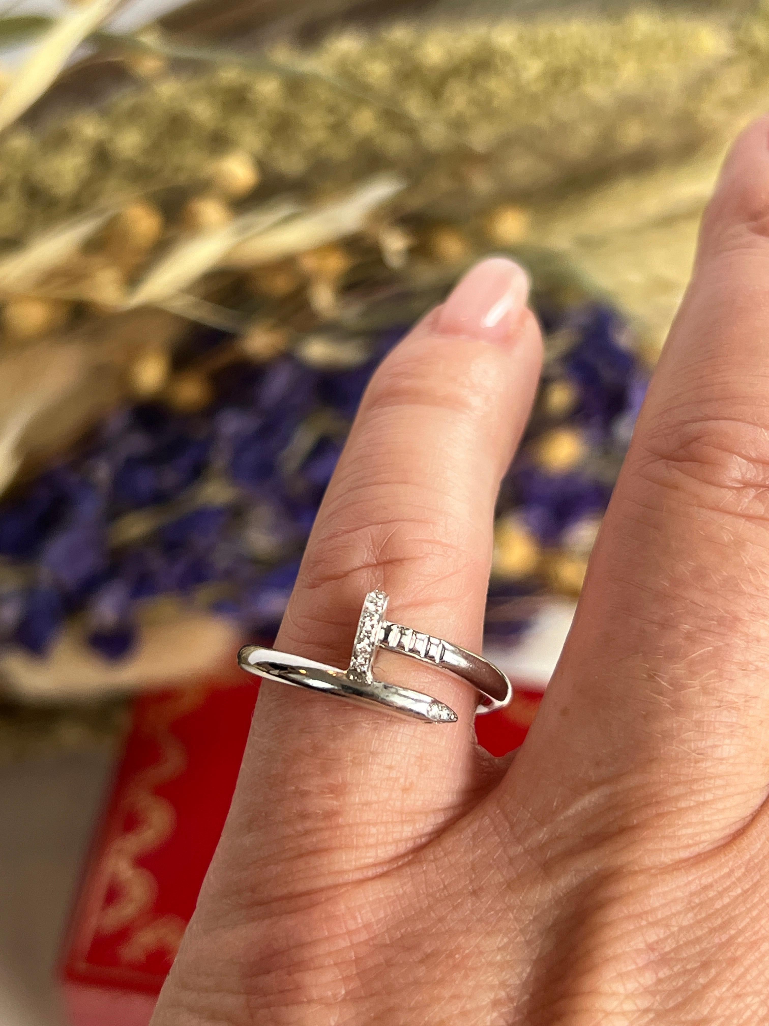 Brilliant Cut Cartier Juste Un Clou Diamond and 18k White Gold Ring