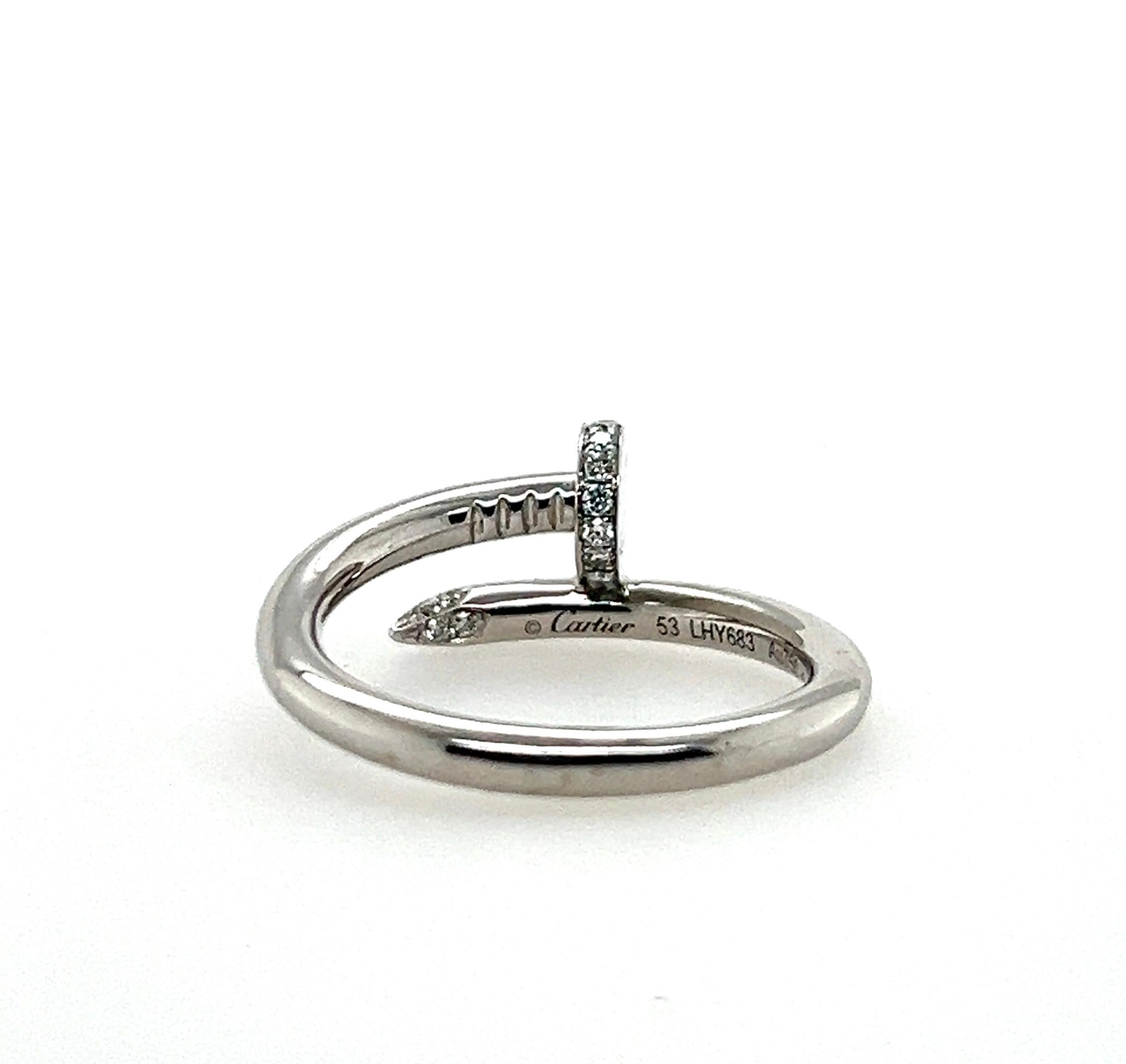 Women's or Men's Cartier Juste Un Clou Diamond and 18k White Gold Ring