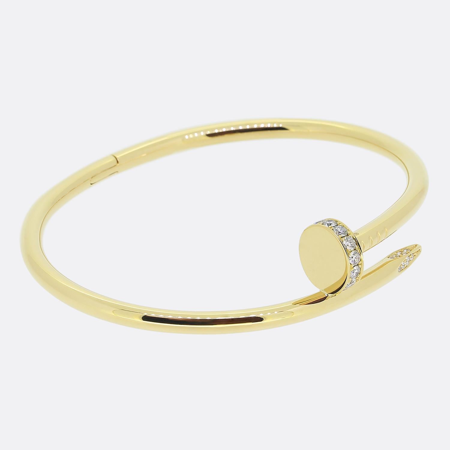 Brilliant Cut Cartier Juste un Clou Diamond Bangle Size 18 For Sale