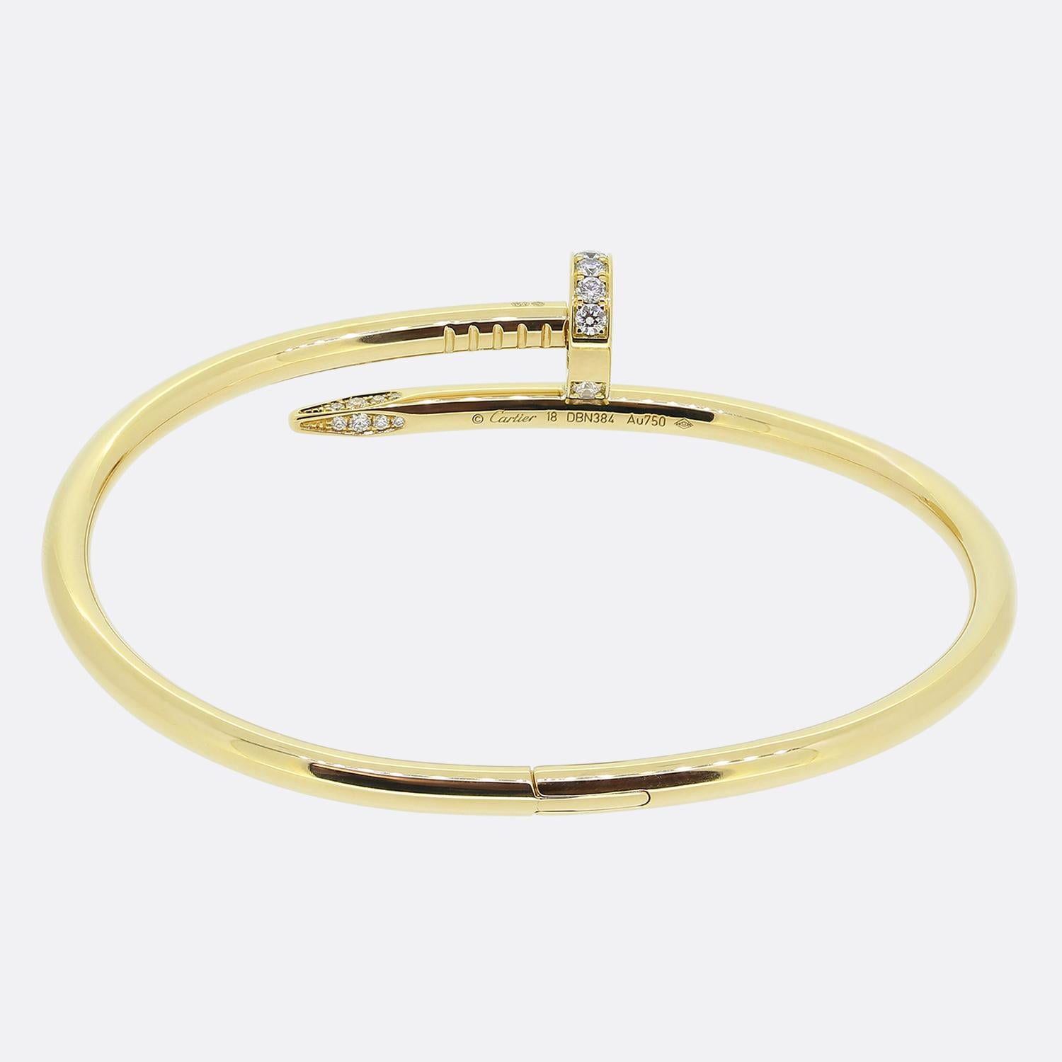 Cartier Juste un Clou Diamond Bangle Size 18 In Excellent Condition For Sale In London, GB