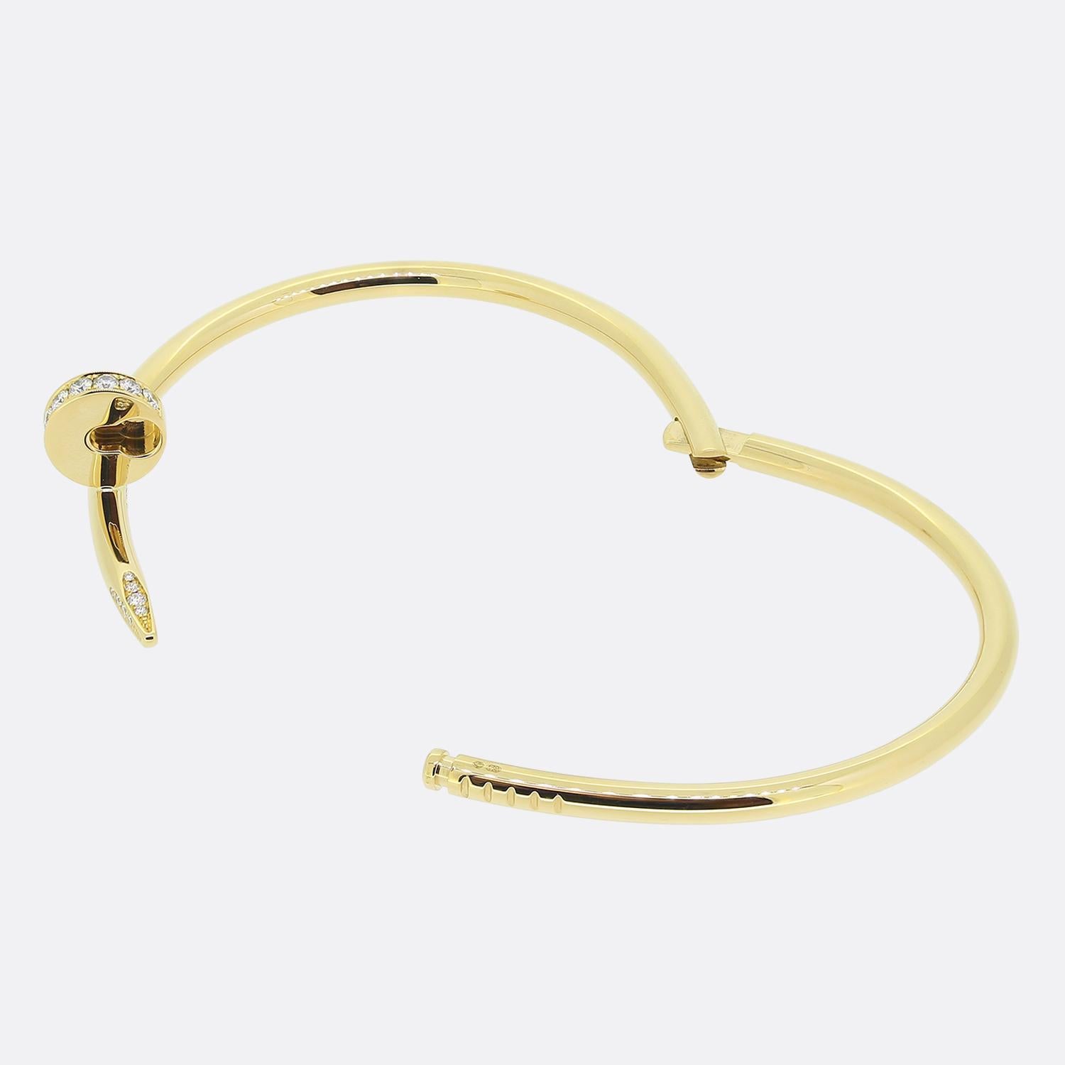 Women's or Men's Cartier Juste un Clou Diamond Bangle Size 18 For Sale