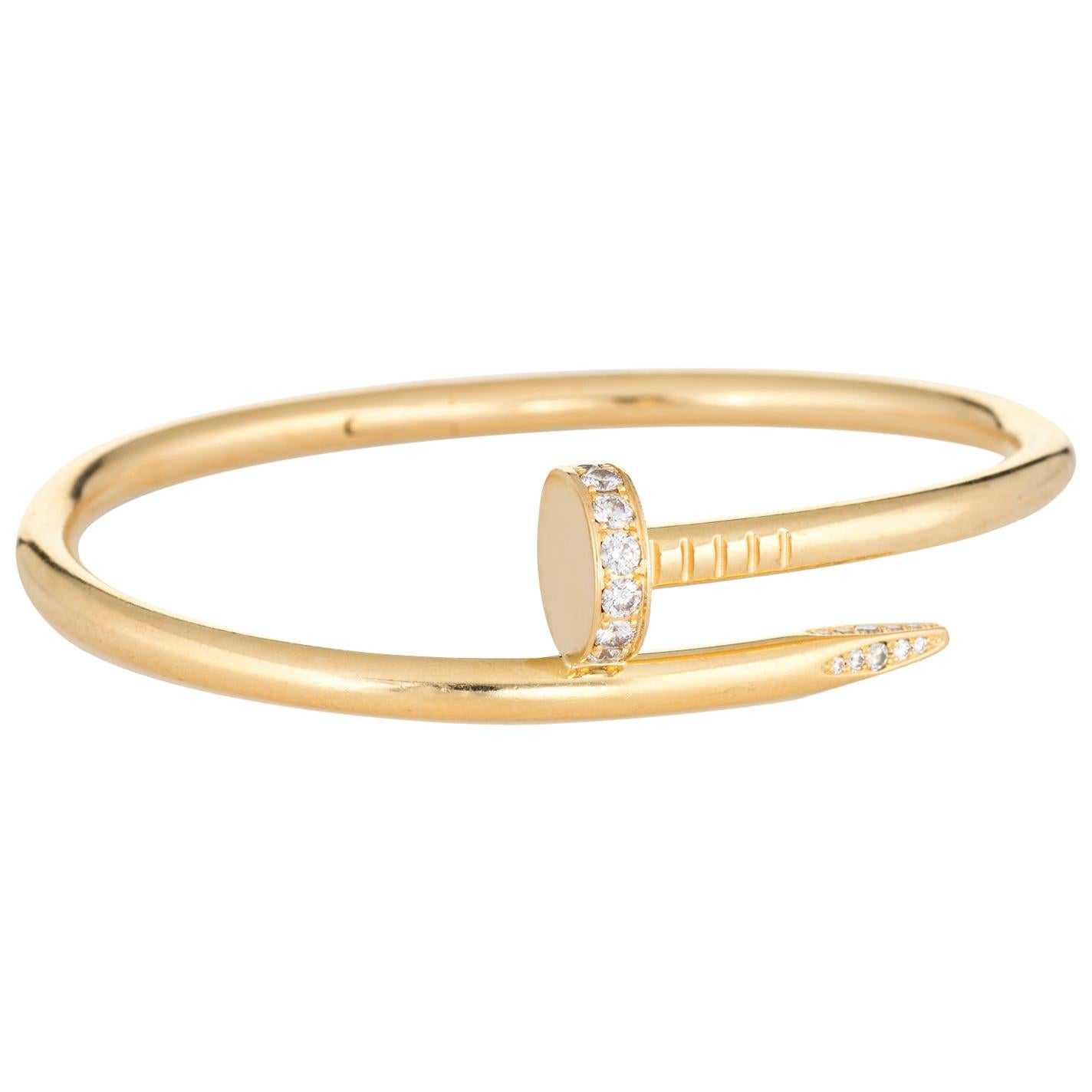 Cartier Juste Un Clou Diamond Bracelet 18 Karat Yellow Gold Nail Estate  Jewelry at 1stDibs