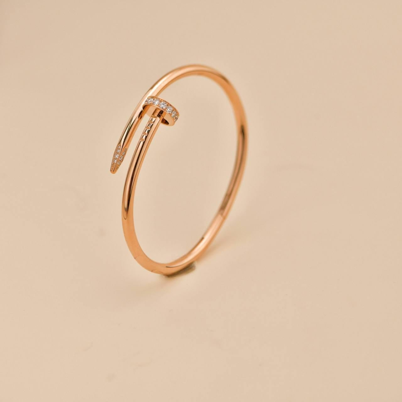 Cartier Juste Un Clou Diamond Bracelet 18K Rose Gold Size 17 Corte brillante en venta