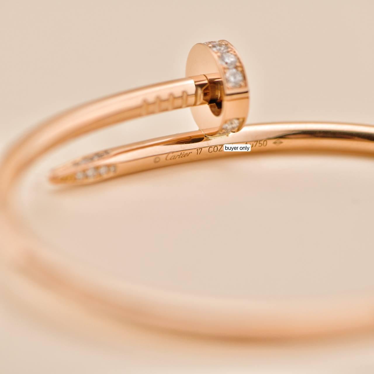 Cartier Juste Un Clou Diamond Bracelet 18K Rose Gold Size 17 en venta 1